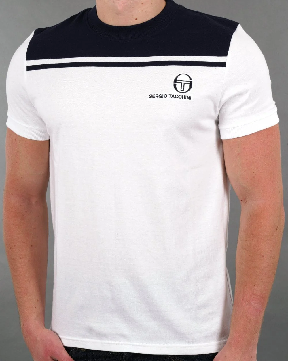 Sergio Tacchini New Young Line T Shirt White/Navy Blue