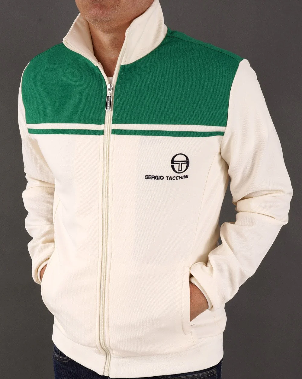 Sergio Tacchini New Young Line Track Top Gardenia/Green - Image 3