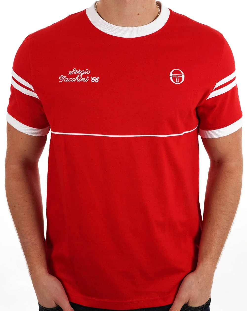 Sergio Tacchini Orion Davis T Shirt Dark Red/White