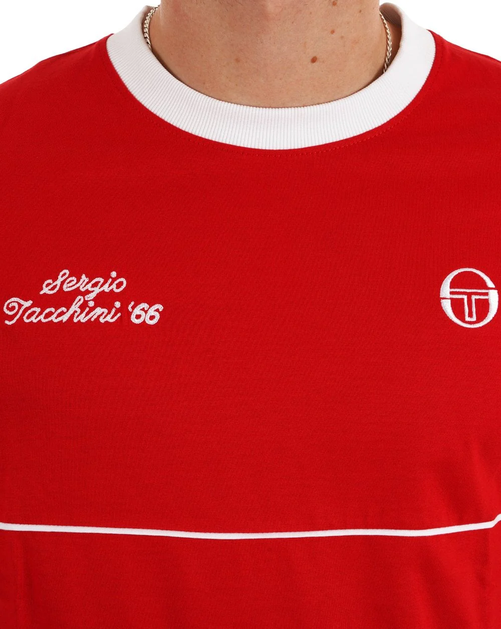 Sergio Tacchini Orion Davis T Shirt Dark Red/White - Image 2