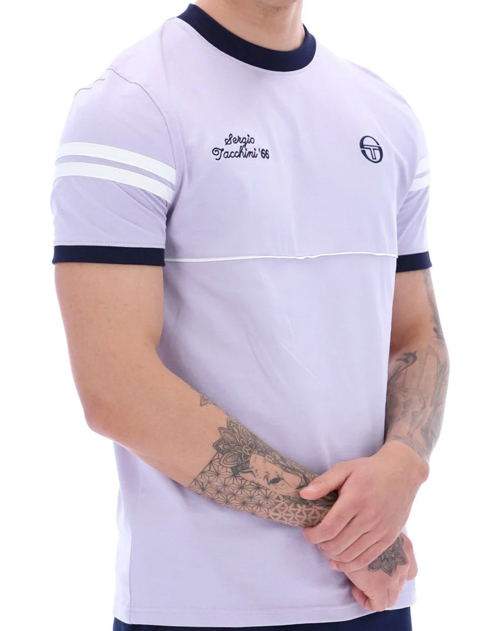 Sergio Tacchini Orion Davis T Shirt Thistle/Navy Blue - Image 2