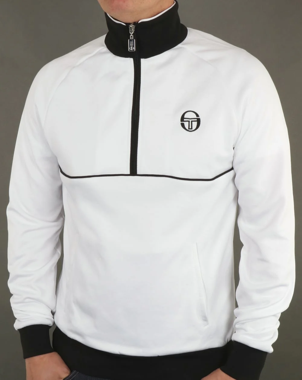 Sergio Tacchini Orion Half Zip Track Top White/Black - Image 2