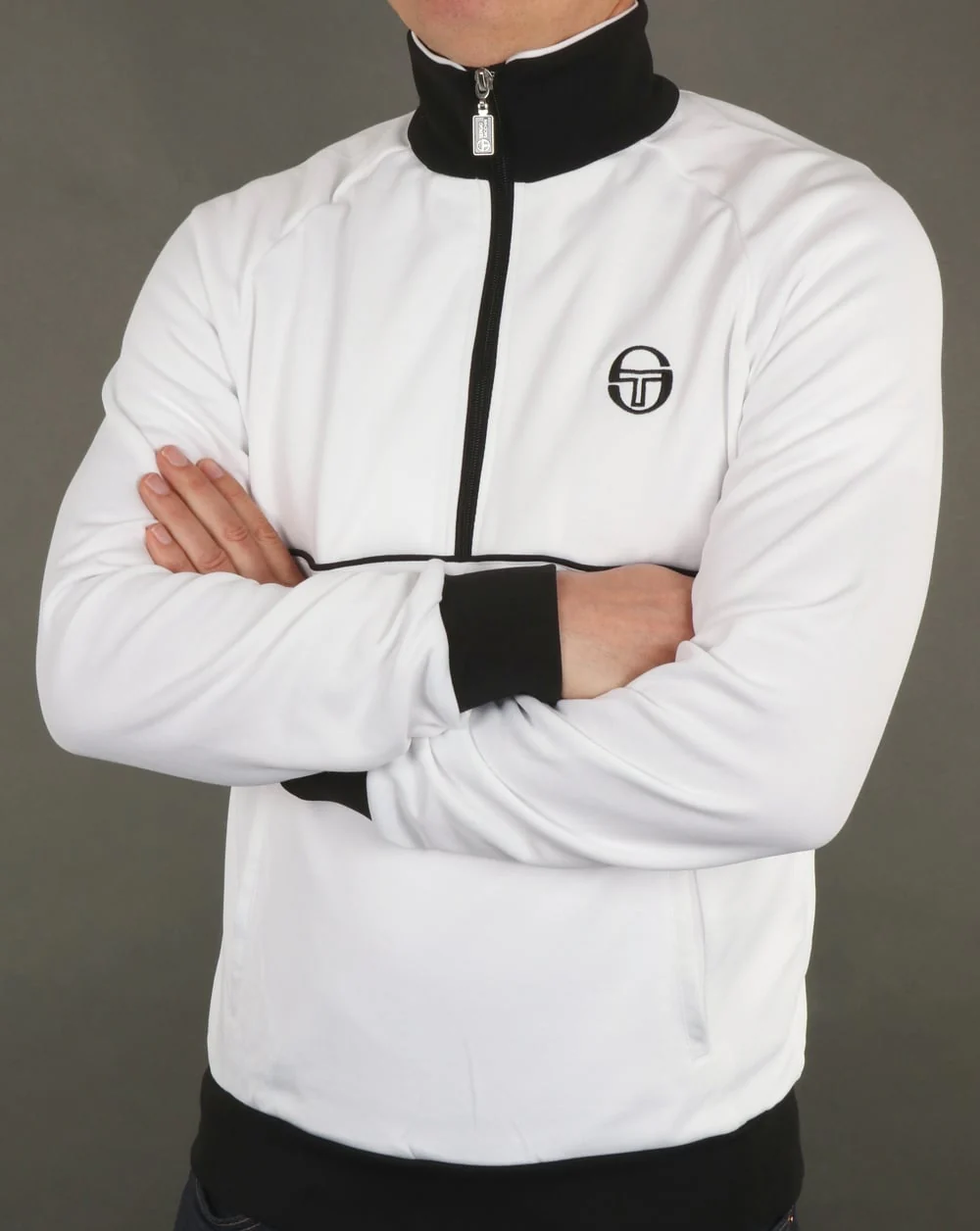 Sergio Tacchini Orion Half Zip Track Top White/Black - Image 4