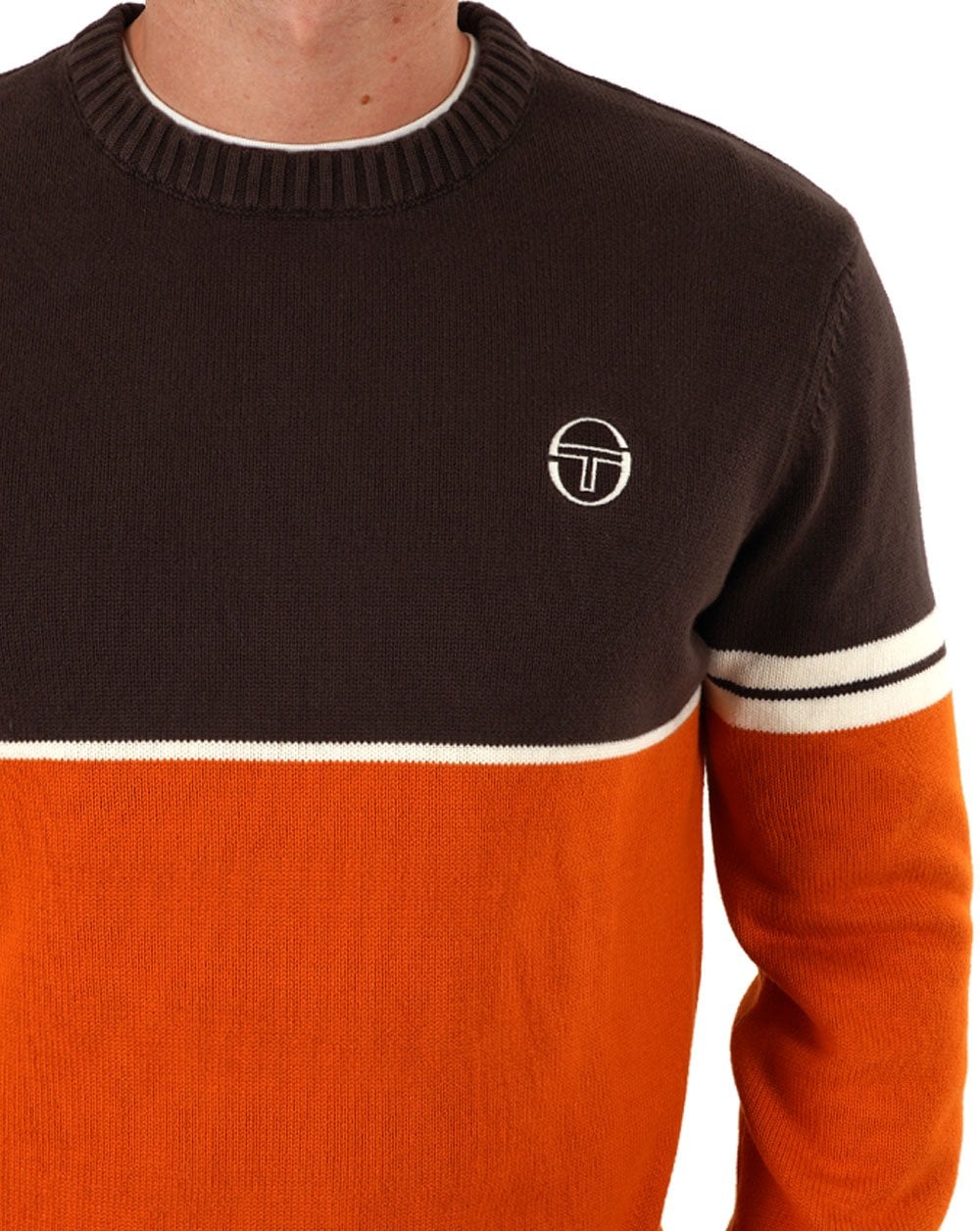 Sergio Tacchini Orion Knit Jumper Choc / Orange - Image 2