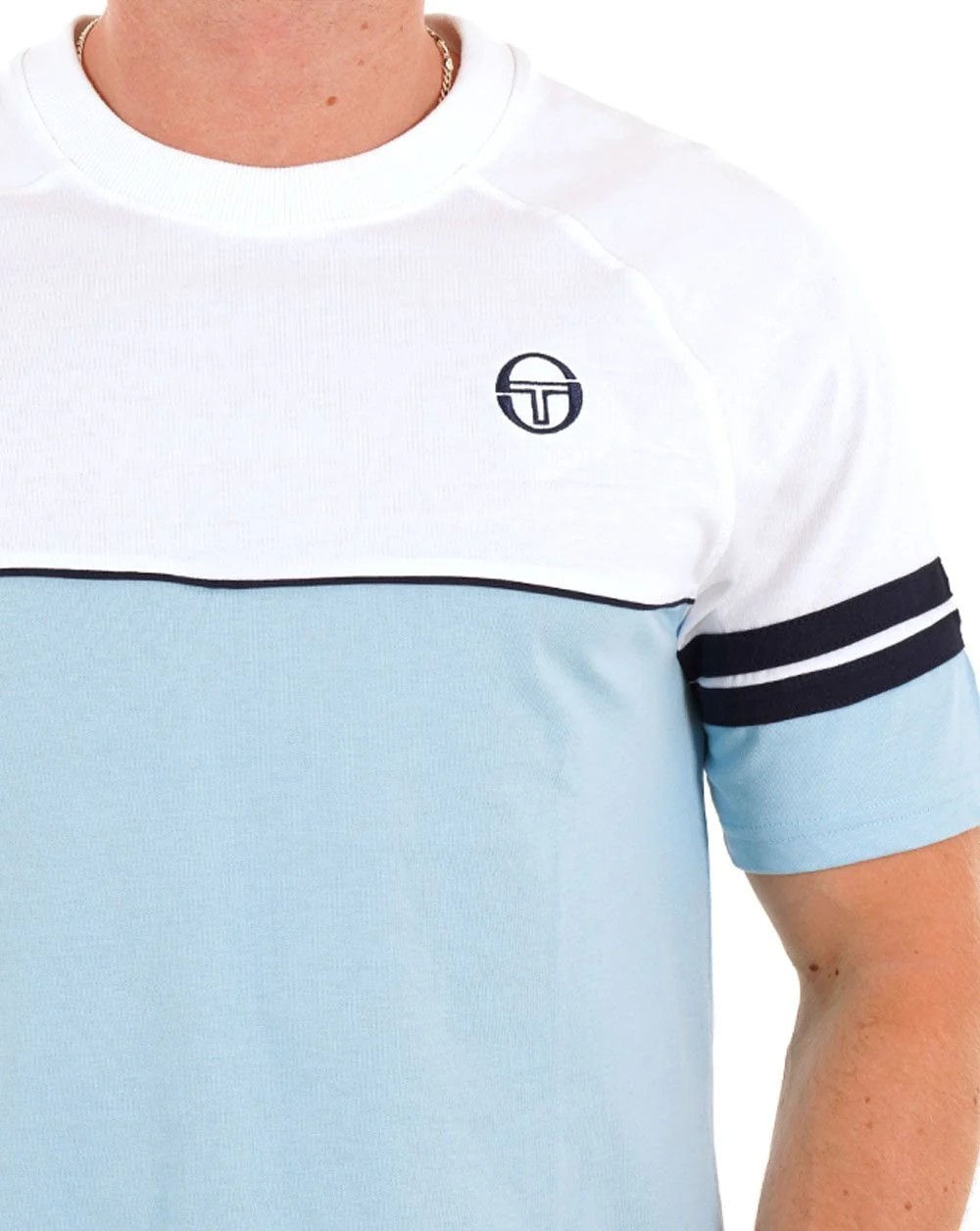 Sergio Tacchini Orion T Shirt Sky Blue/White - Image 2