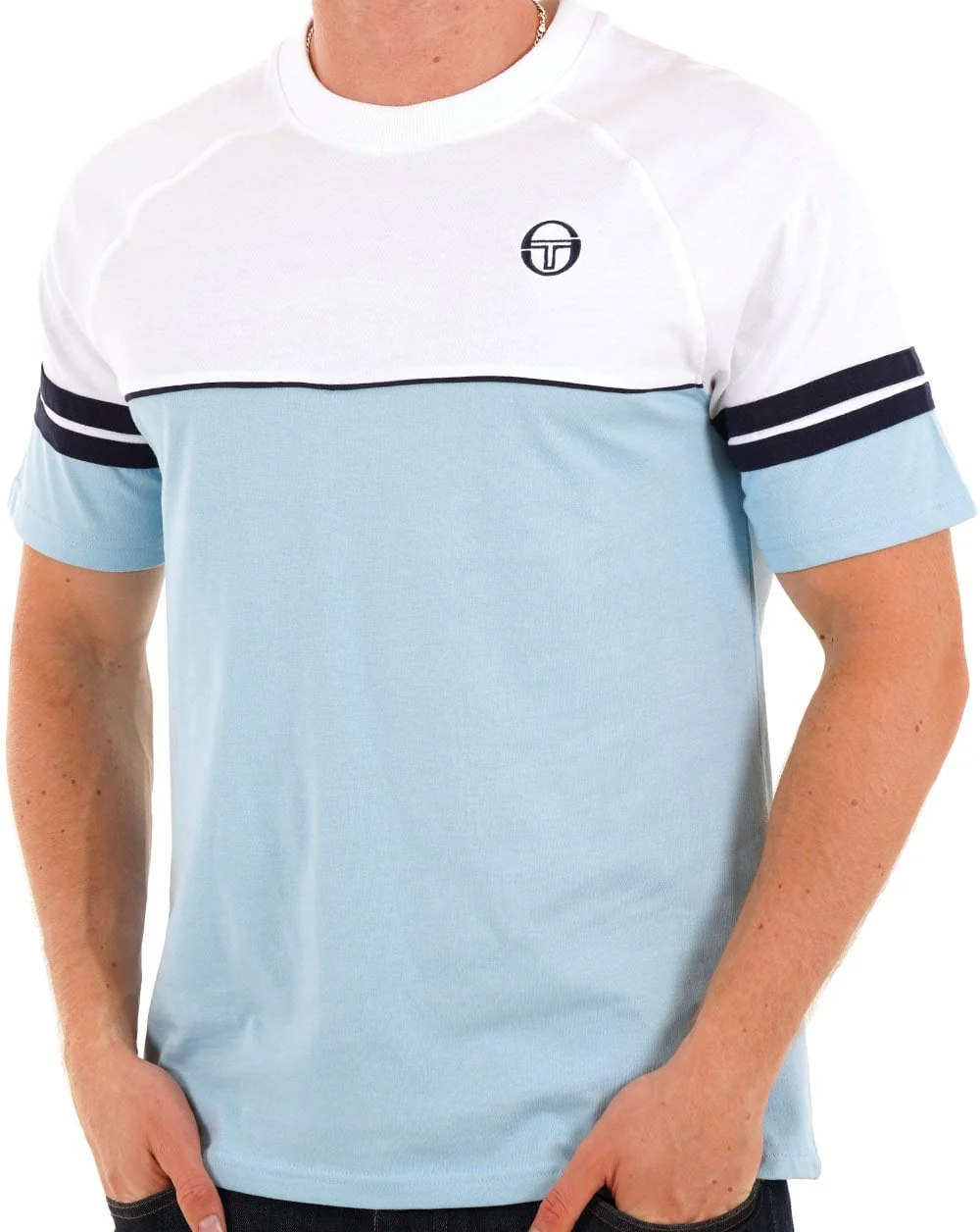 Sergio Tacchini Orion T Shirt Sky Blue/White - Image 3