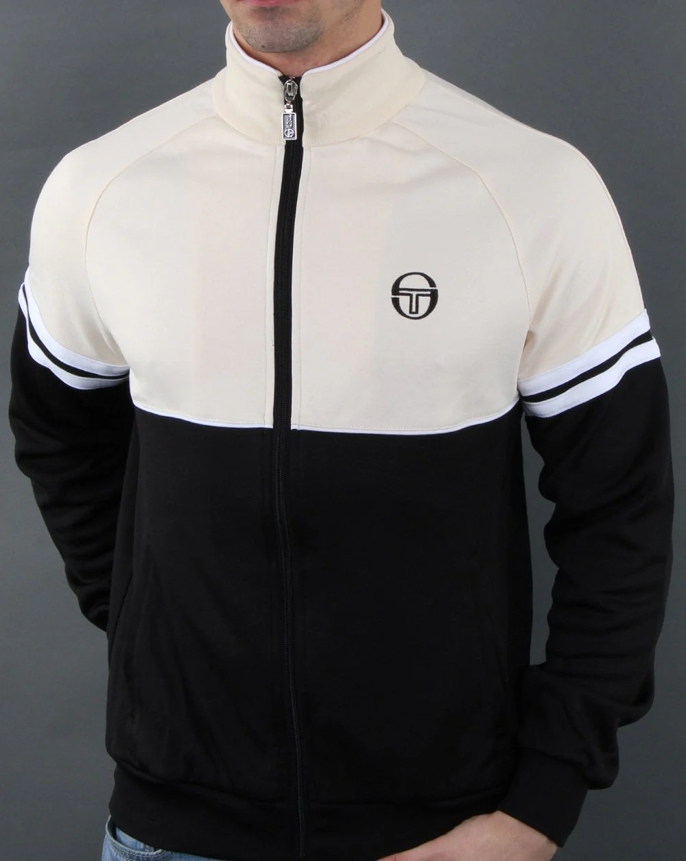 Sergio Tacchini Orion Track Top Black/Ecru - Image 2