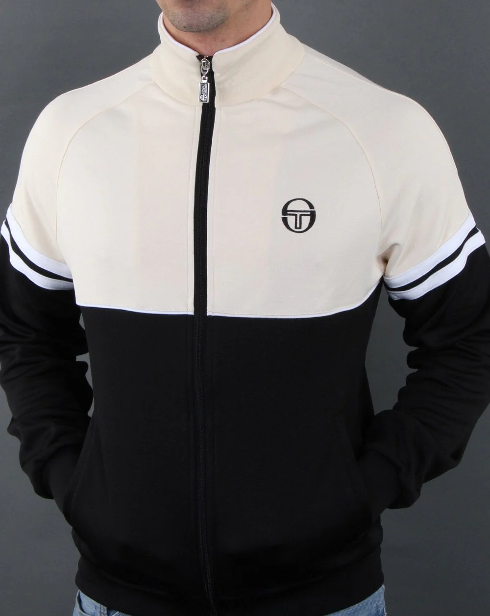 Sergio Tacchini Orion Track Top Black/Ecru - Image 3