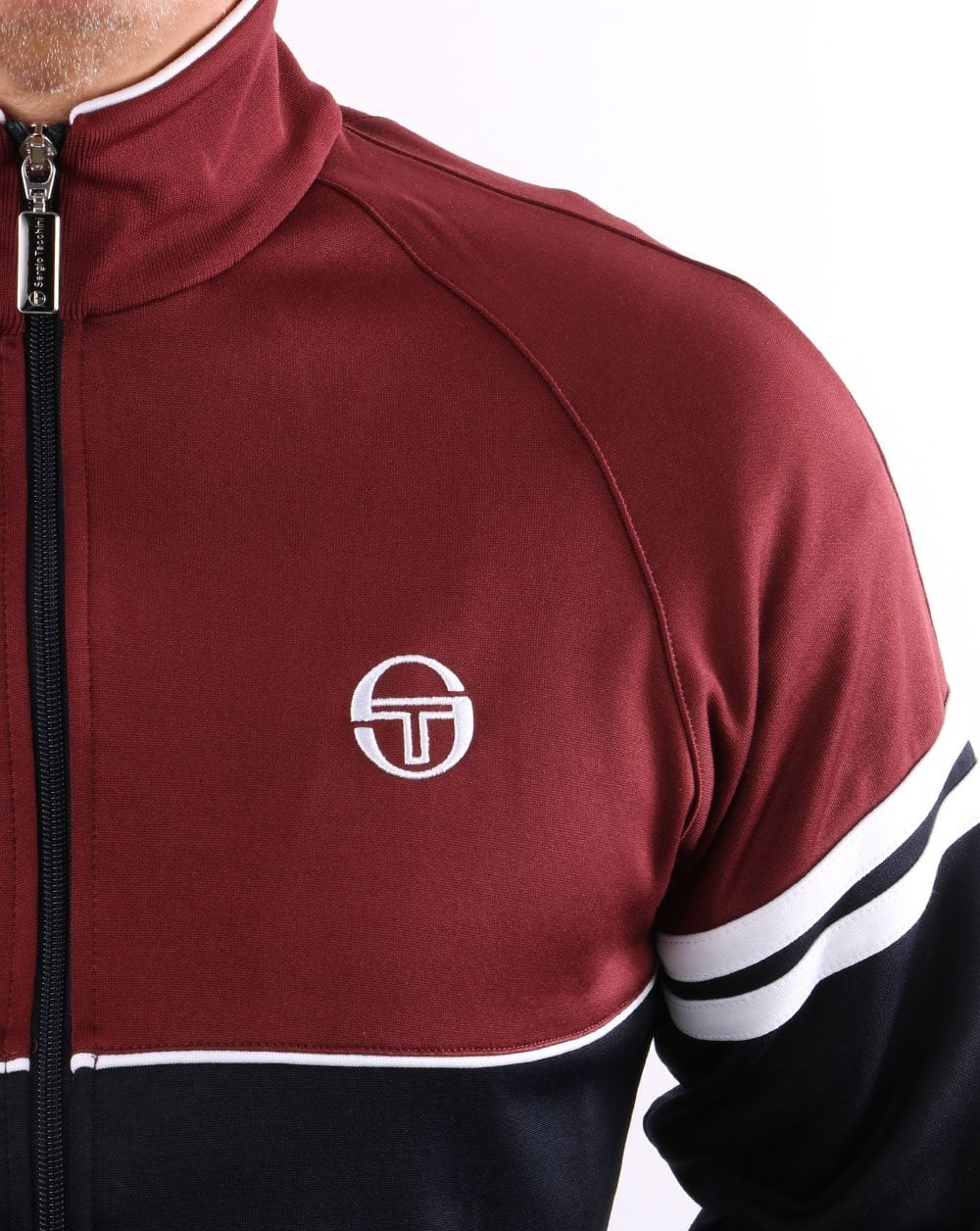 Sergio Tacchini Orion Track Top Burgundy/Navy - Image 2