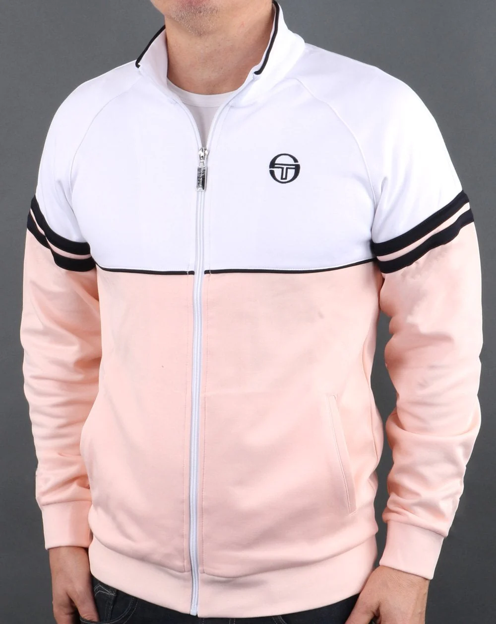 Sergio Tacchini Orion Track Top Soft Peach/White - Image 2