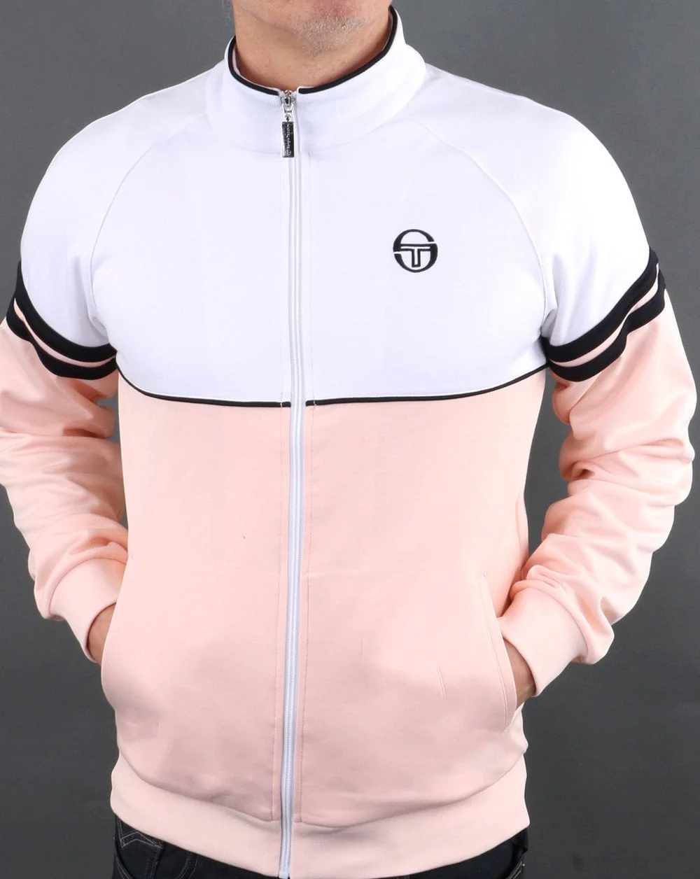 Sergio Tacchini Orion Track Top Soft Peach/White - Image 4
