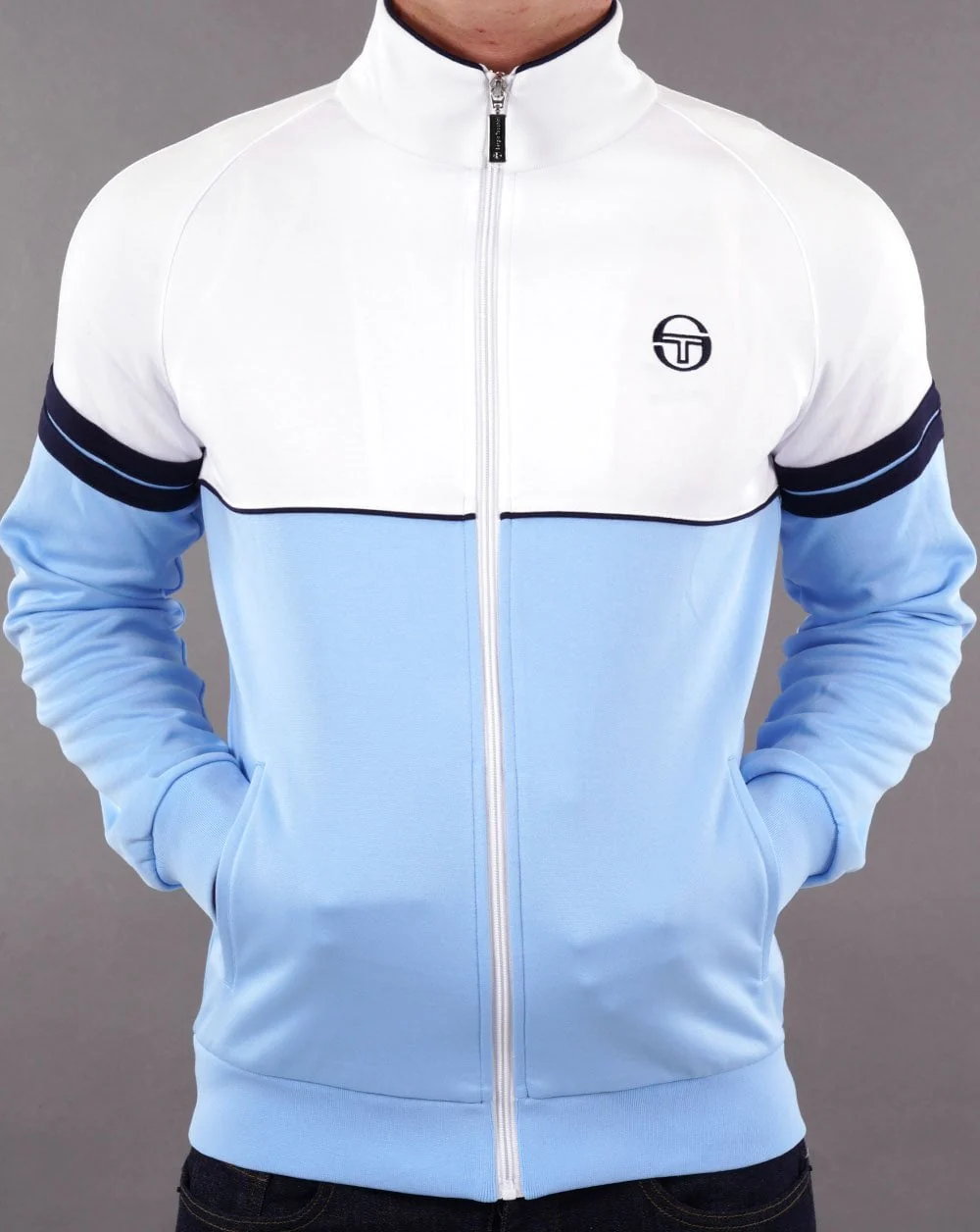 Sergio Tacchini Orion Track Top White/Sky Blue - Image 3