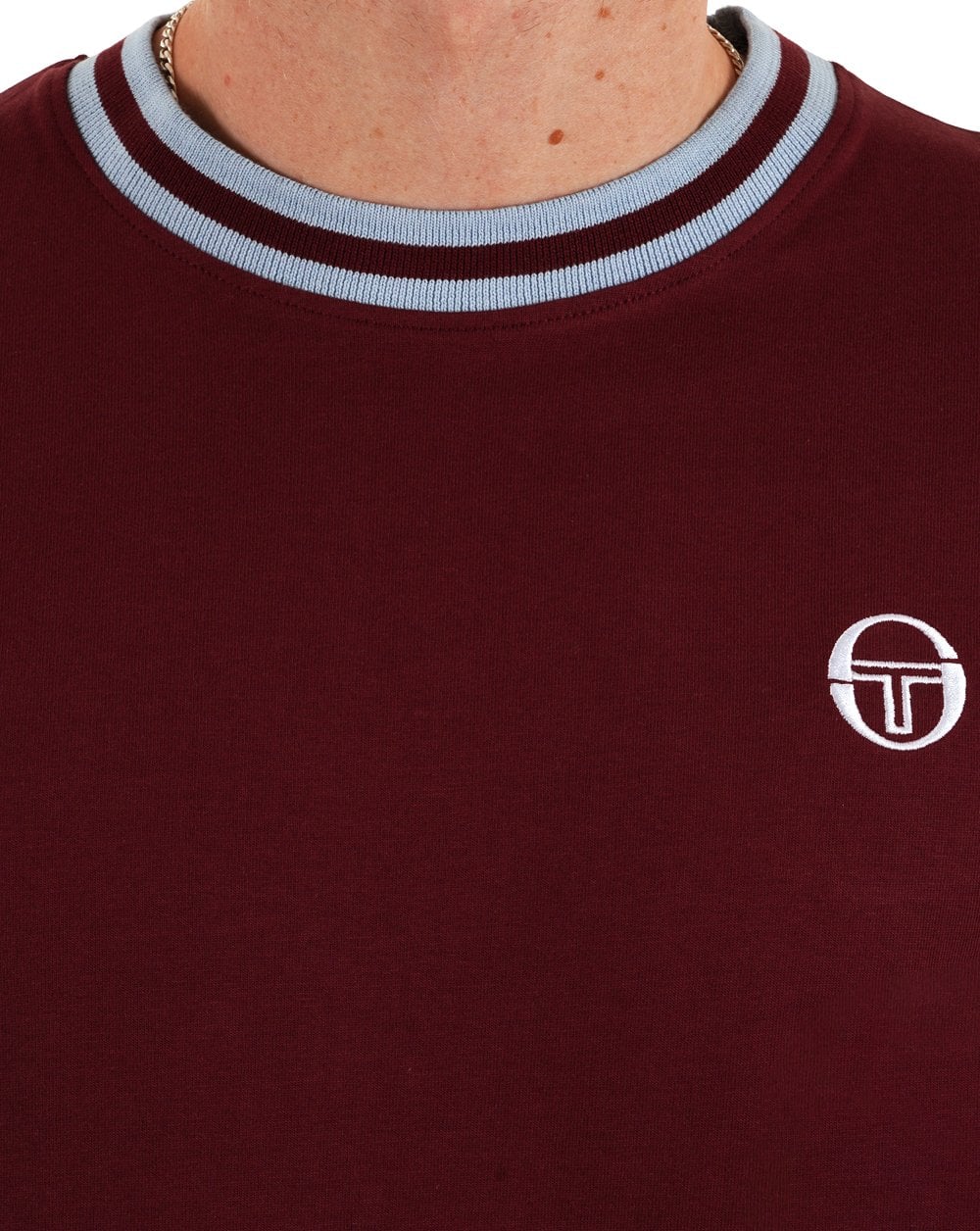 Sergio Tacchini Rainer T Shirt Claret/Sky Blue - Image 2