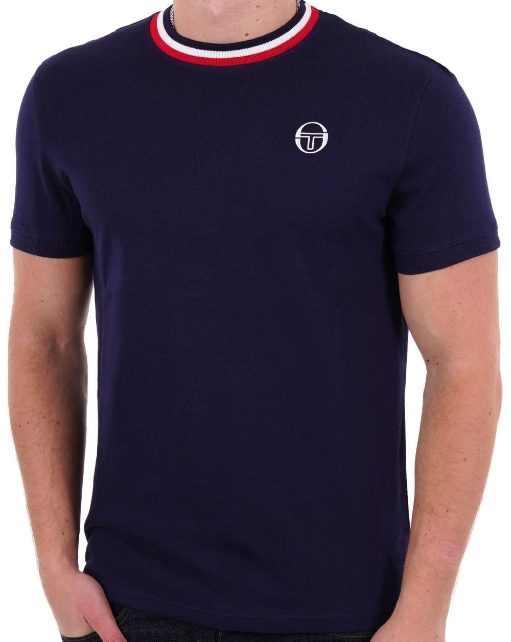 Sergio Tacchini Rainer T Shirt Navy/Red/White - Image 2