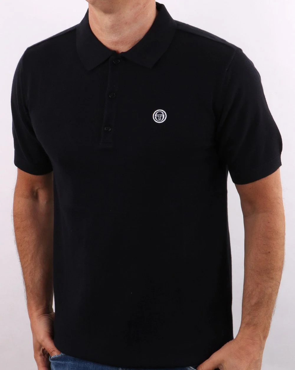 Sergio Tacchini Regola Knitted Polo Shirt Navy - Image 2