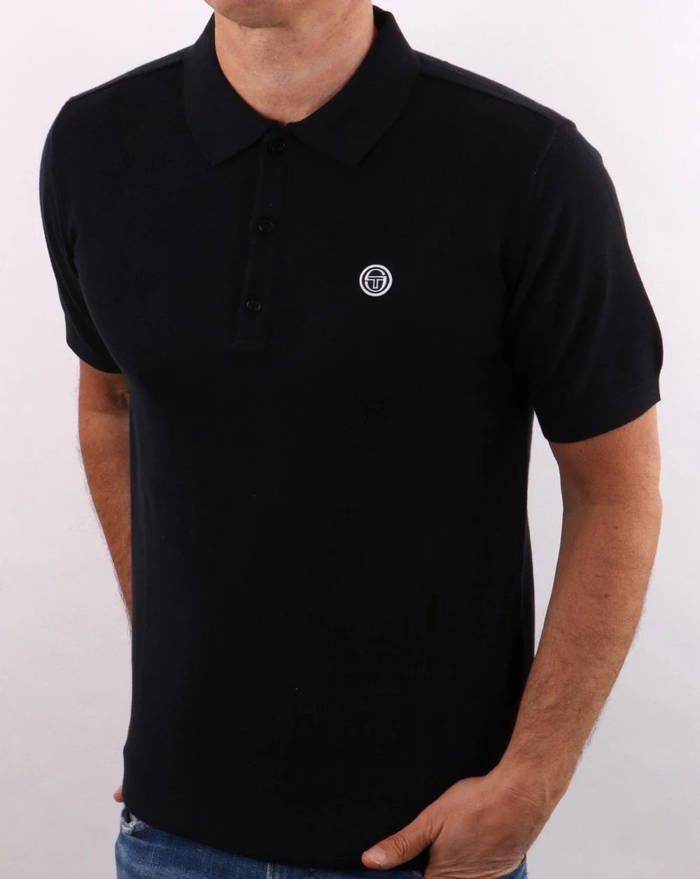 Sergio Tacchini Regola Knitted Polo Shirt Navy - Image 4