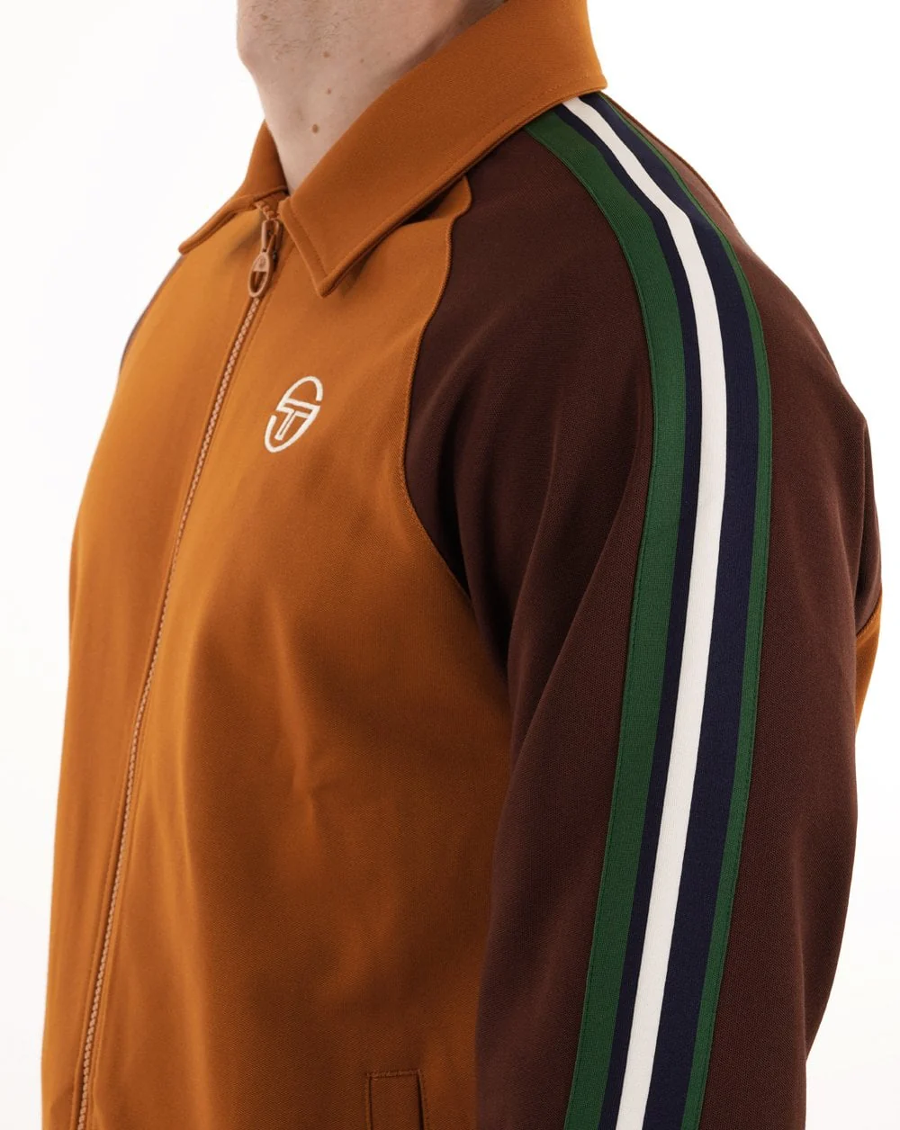 Sergio Tacchini Renshaw Tape Track Top Pumpkin/Dark Brown - Image 2