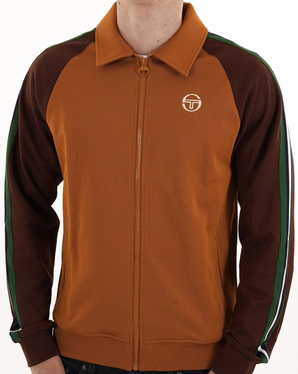 Sergio Tacchini Renshaw Tape Track Top Pumpkin/Dark Brown - Image 3