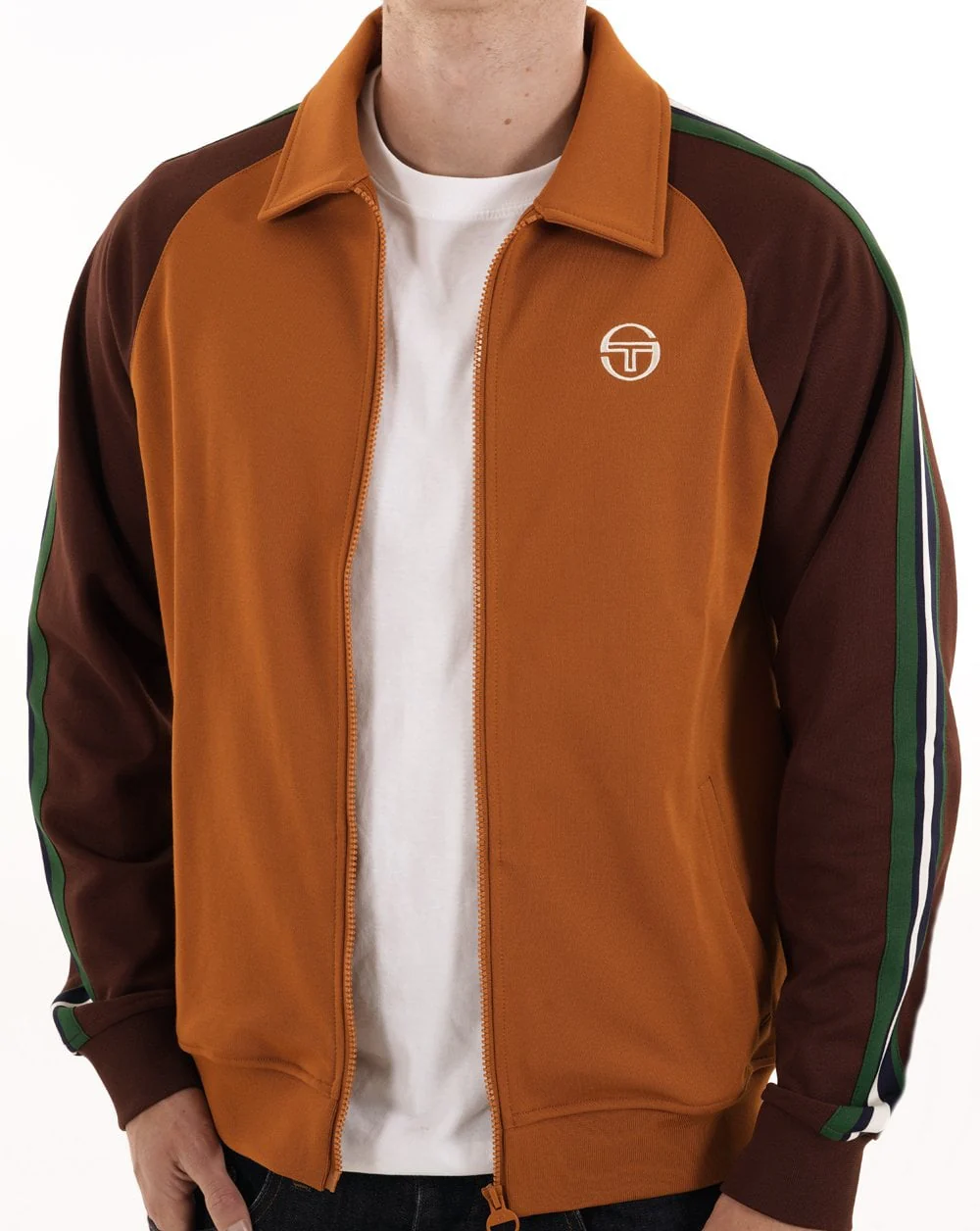 Sergio Tacchini Renshaw Tape Track Top Pumpkin/Dark Brown - Image 4