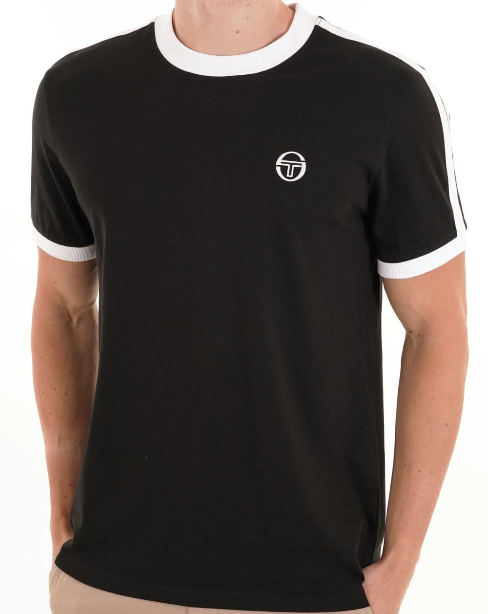 Sergio Tacchini Retro Ace T Shirt Black White - Image 2