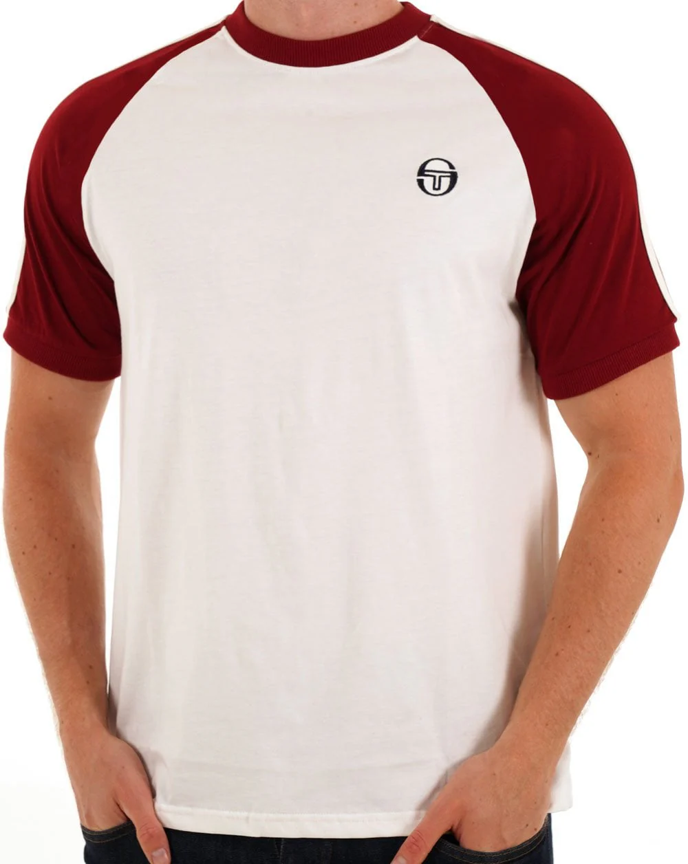 Sergio Tacchini Retro Ace T Shirt Gardenia/Deep Red - Image 2