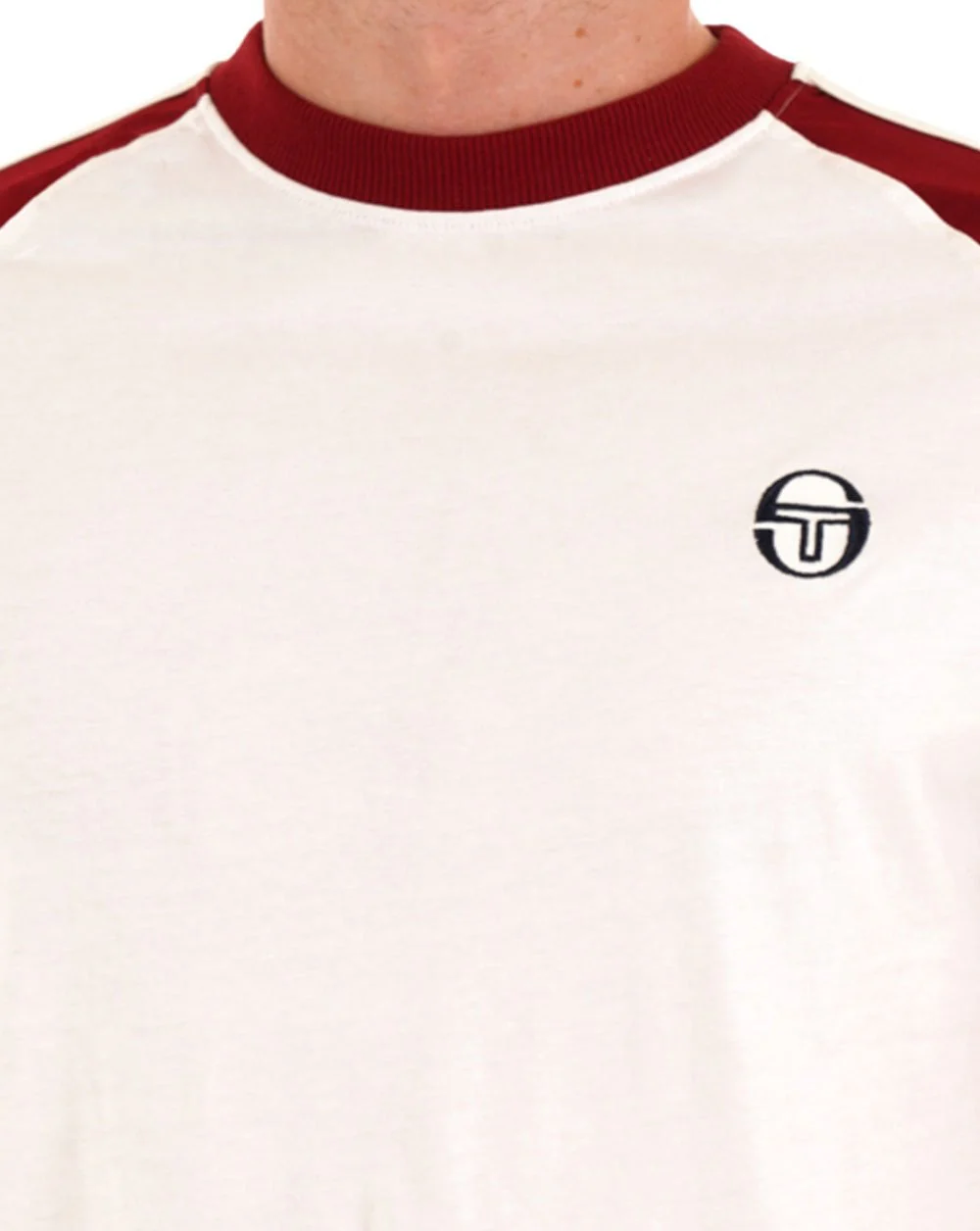 Sergio Tacchini Retro Ace T Shirt Gardenia/Deep Red - Image 3