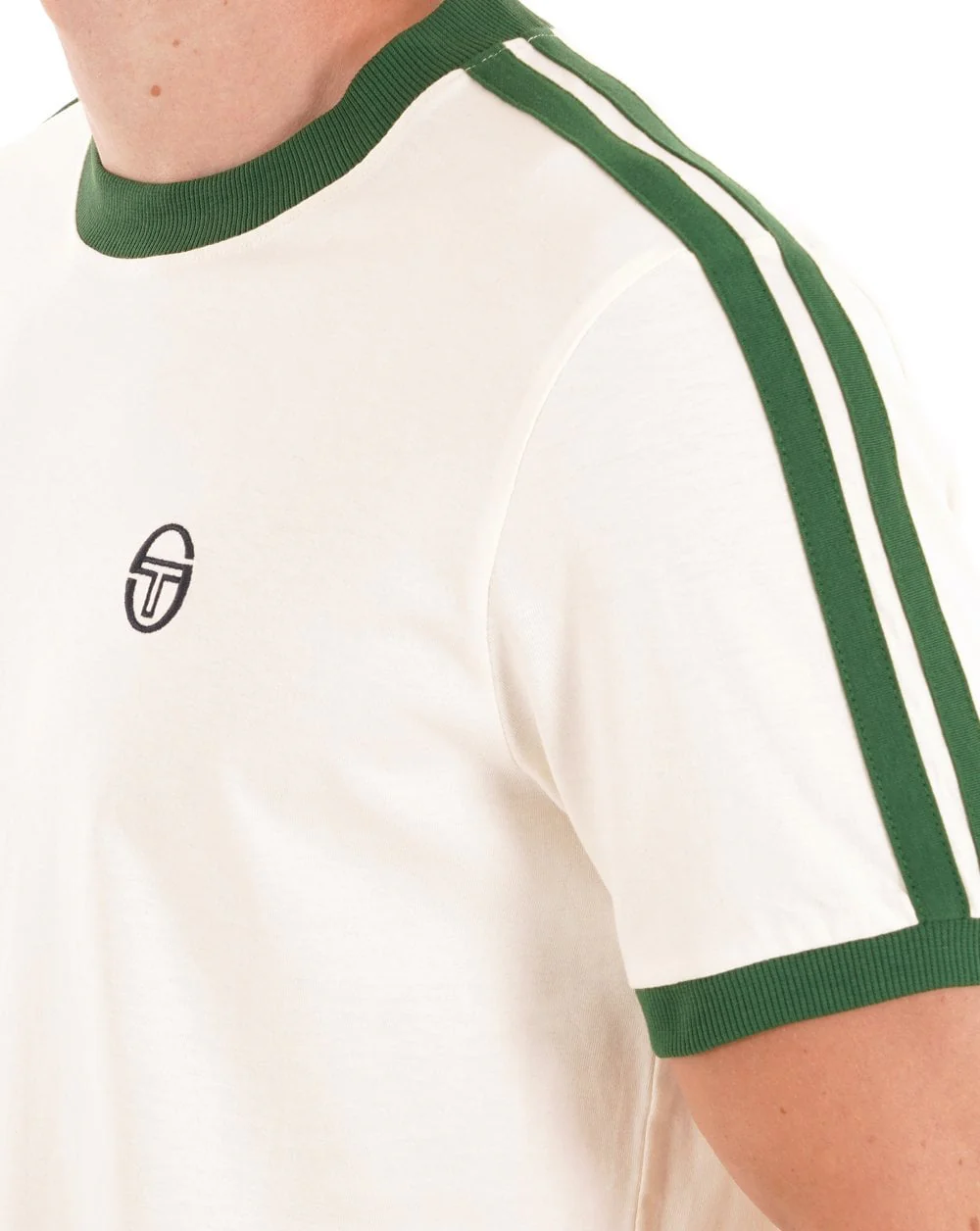 Sergio Tacchini Retro Ace T Shirt Gardenia/Green