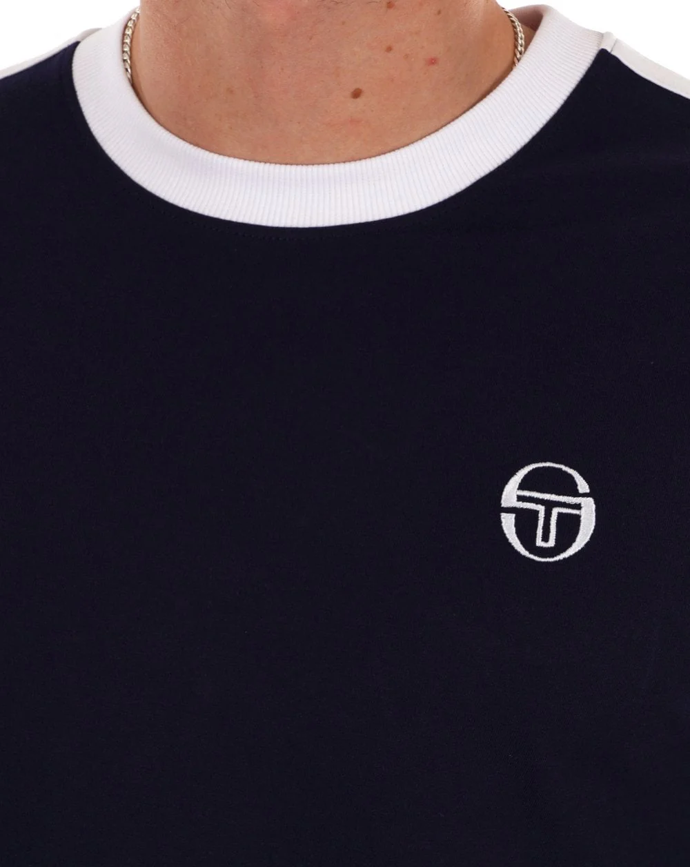 Sergio Tacchini Retro Ace T Shirt Navy Blue/White - Image 3