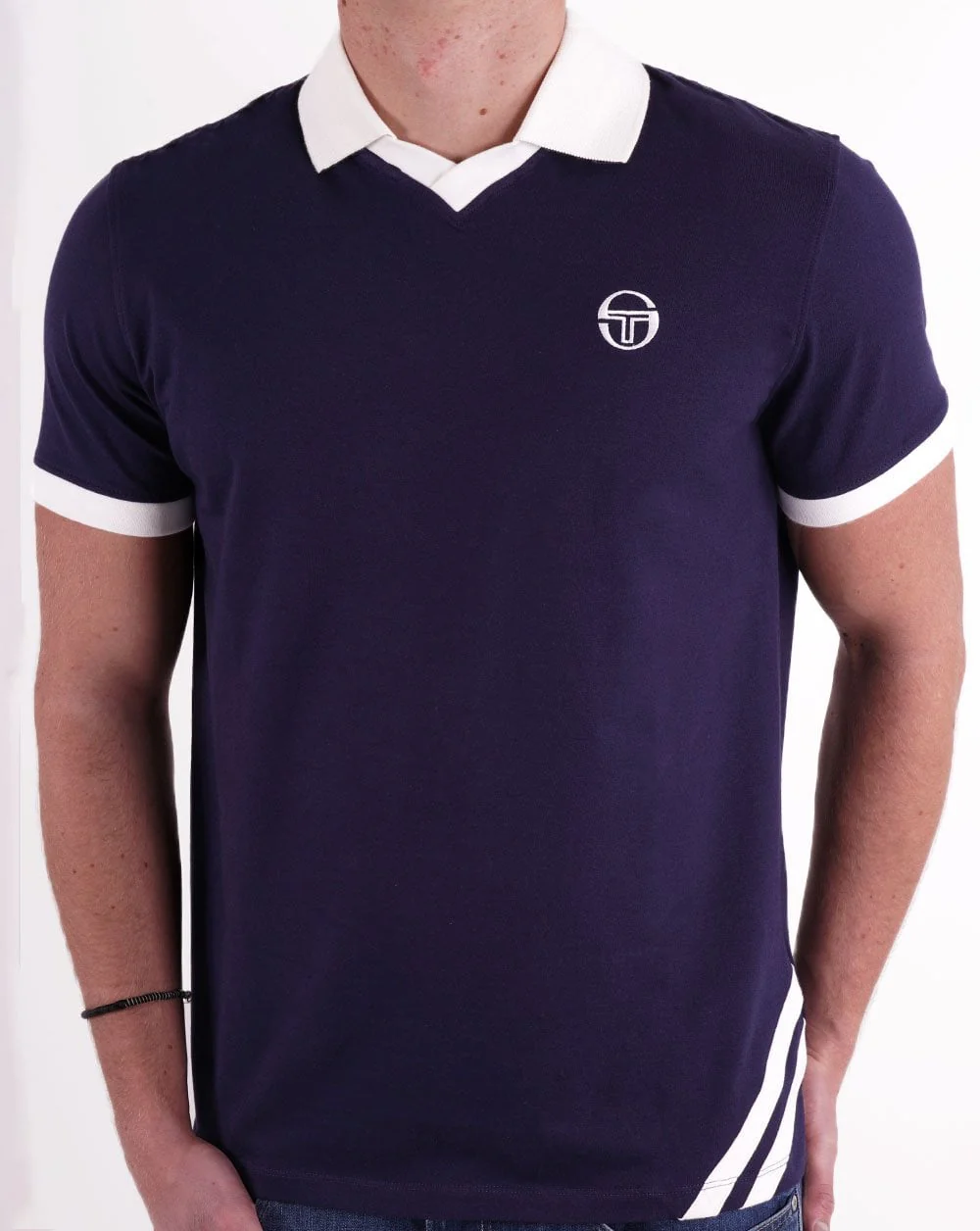 Sergio Tacchini Retro Polo Shirt Navy Blue
