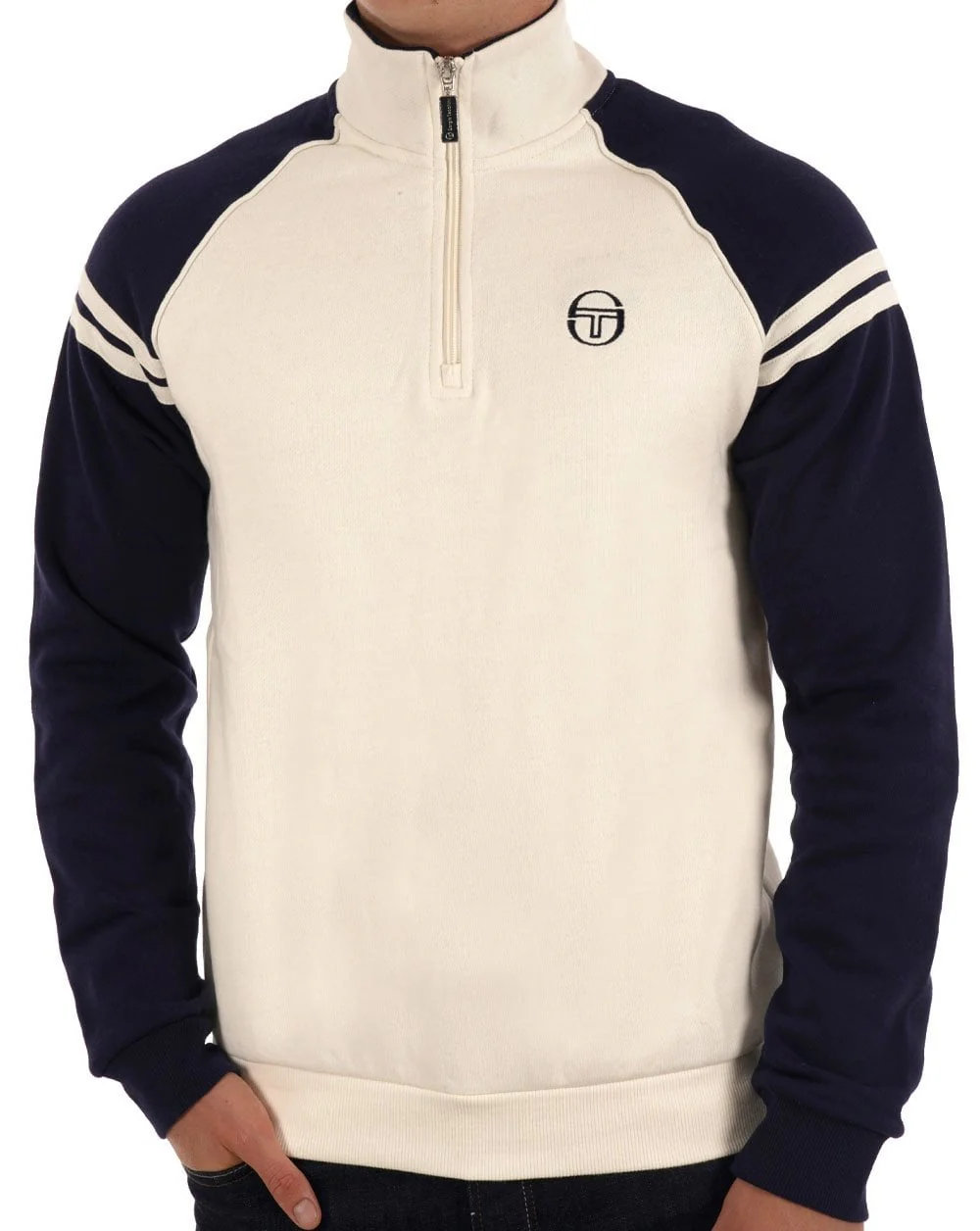 Sergio Tacchini Retro Qtr Zip Gardenia Navy - Image 2