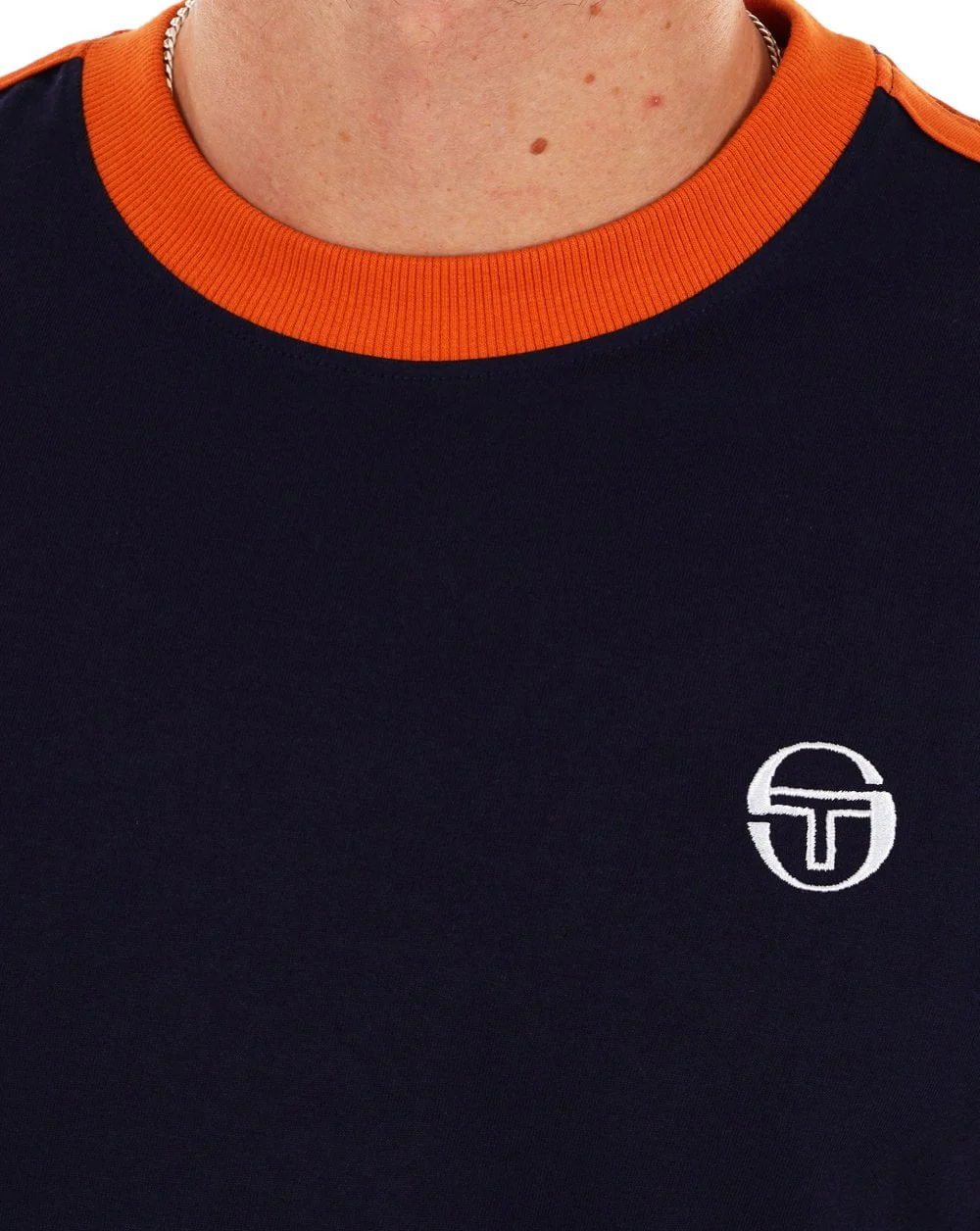 Sergio Tacchini Retro T Shirt Navy Orange - Image 3