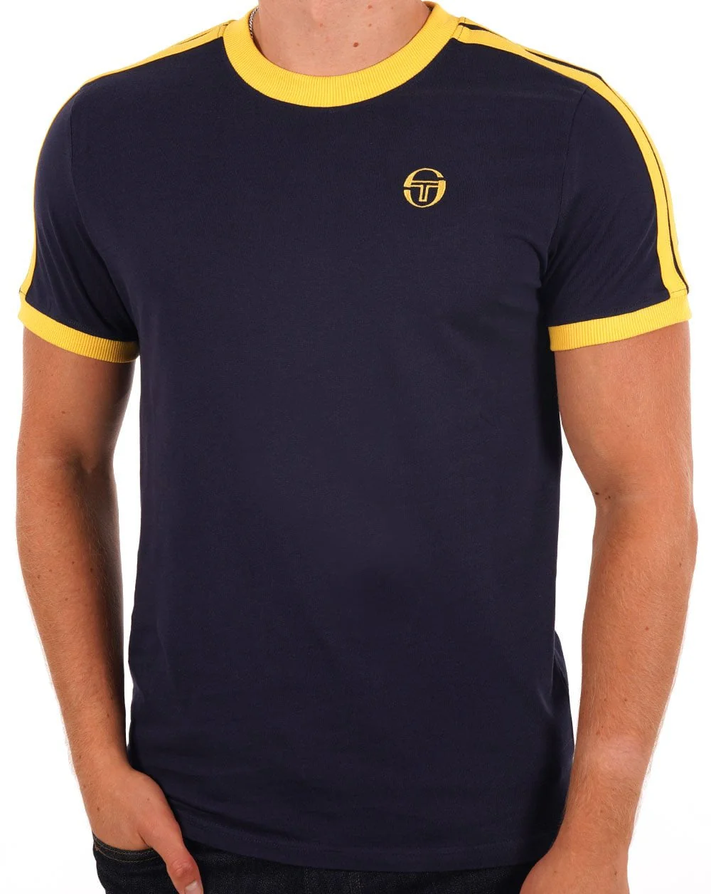 Sergio Tacchini Retro T Shirt Navy / Yellow