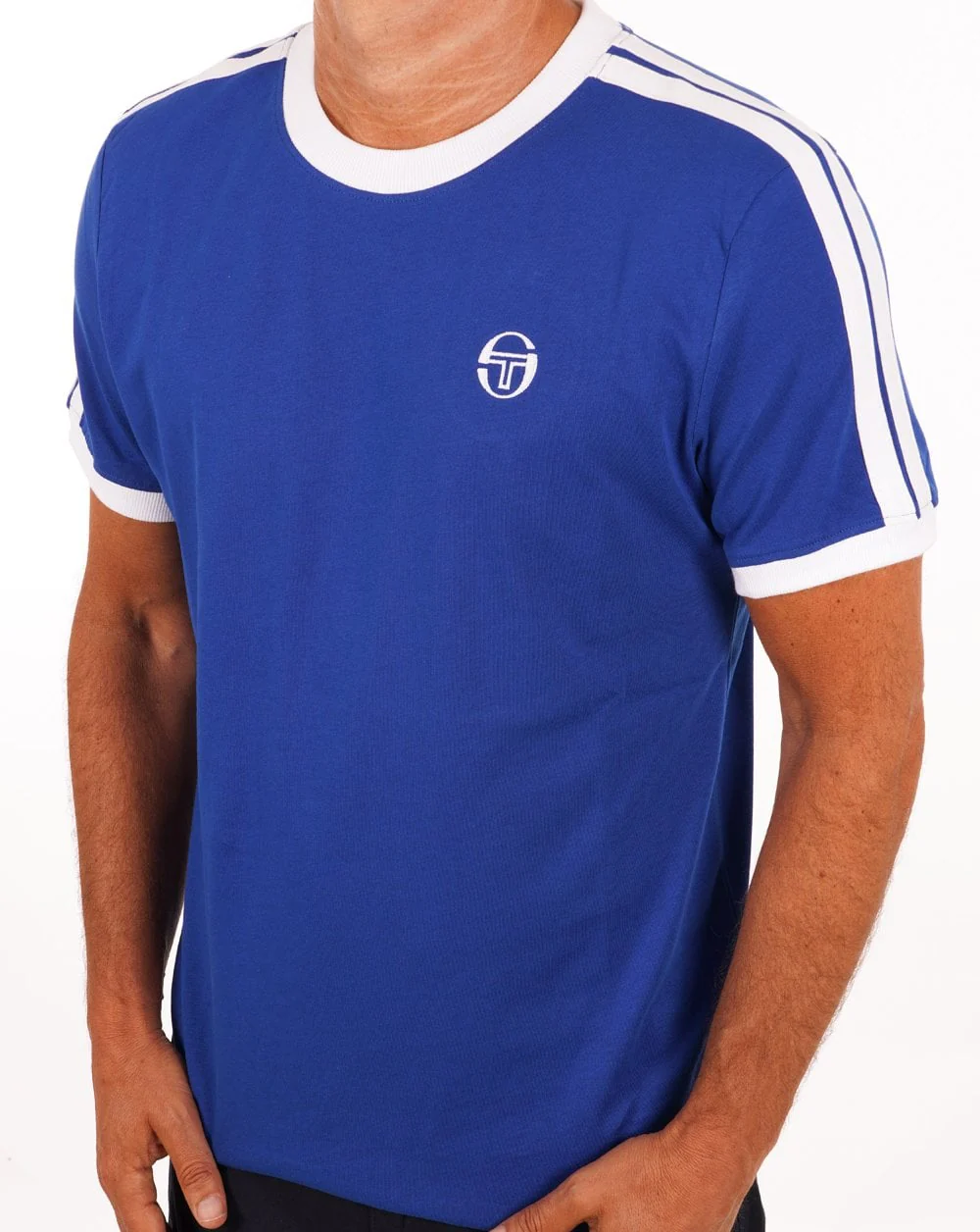 Sergio Tacchini Retro T Shirt Royal White - Image 2