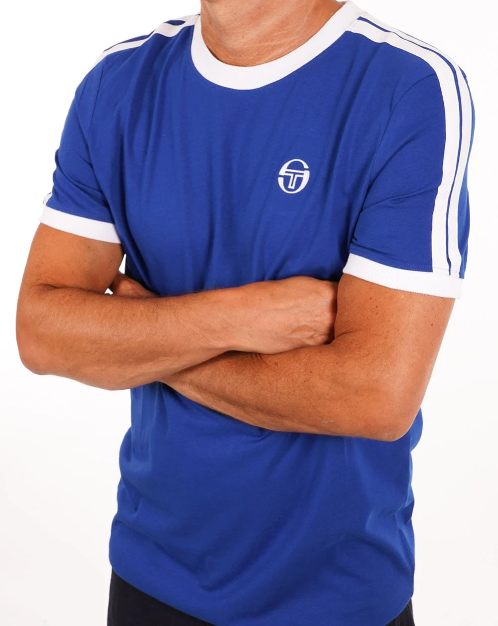 Sergio Tacchini Retro T Shirt Royal White - Image 3