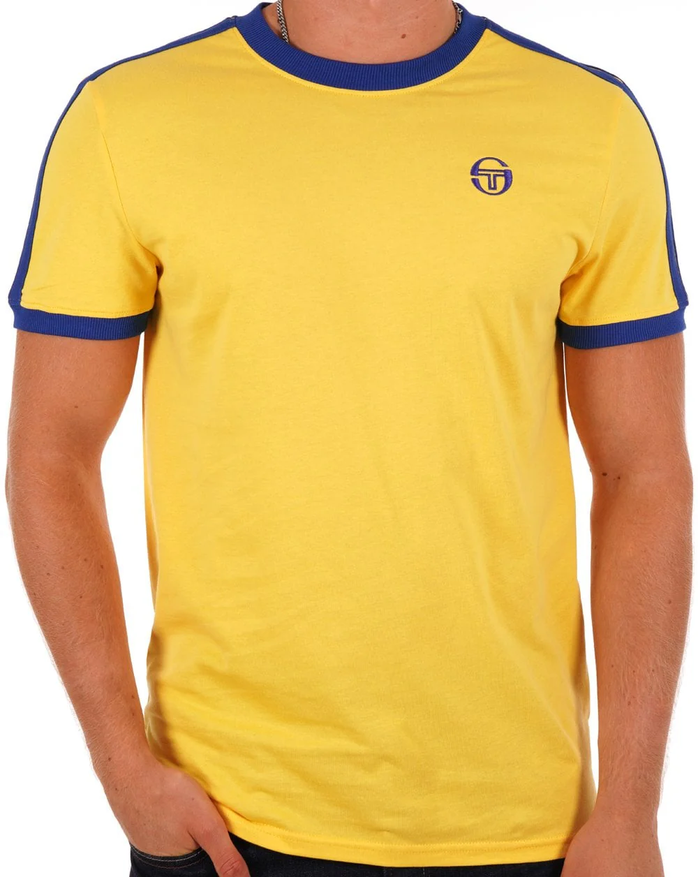 Sergio Tacchini Retro T- Shirt Yellow Royal - Image 3