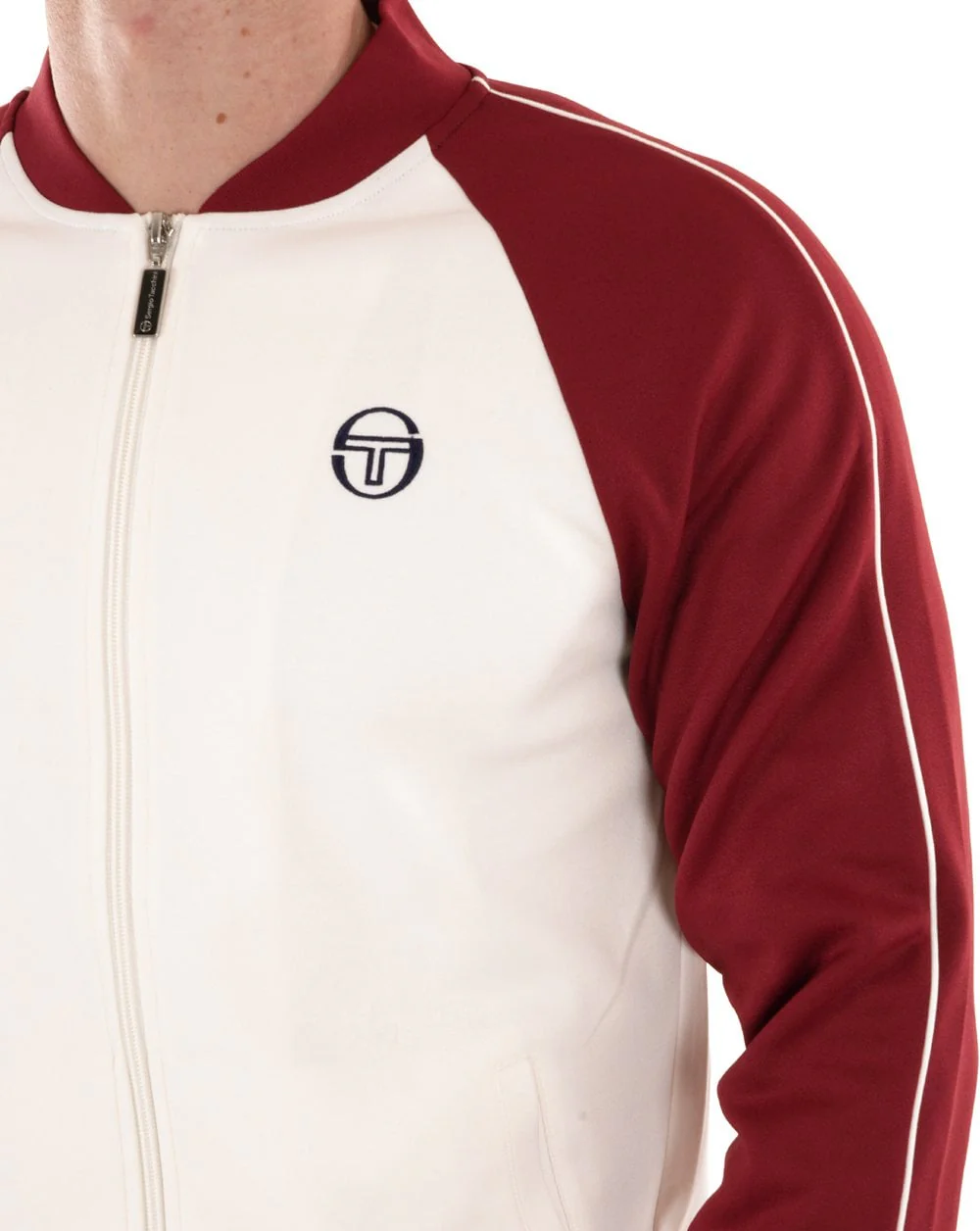 Sergio Tacchini Retro Track Top Ecru / Burgundy - Image 4