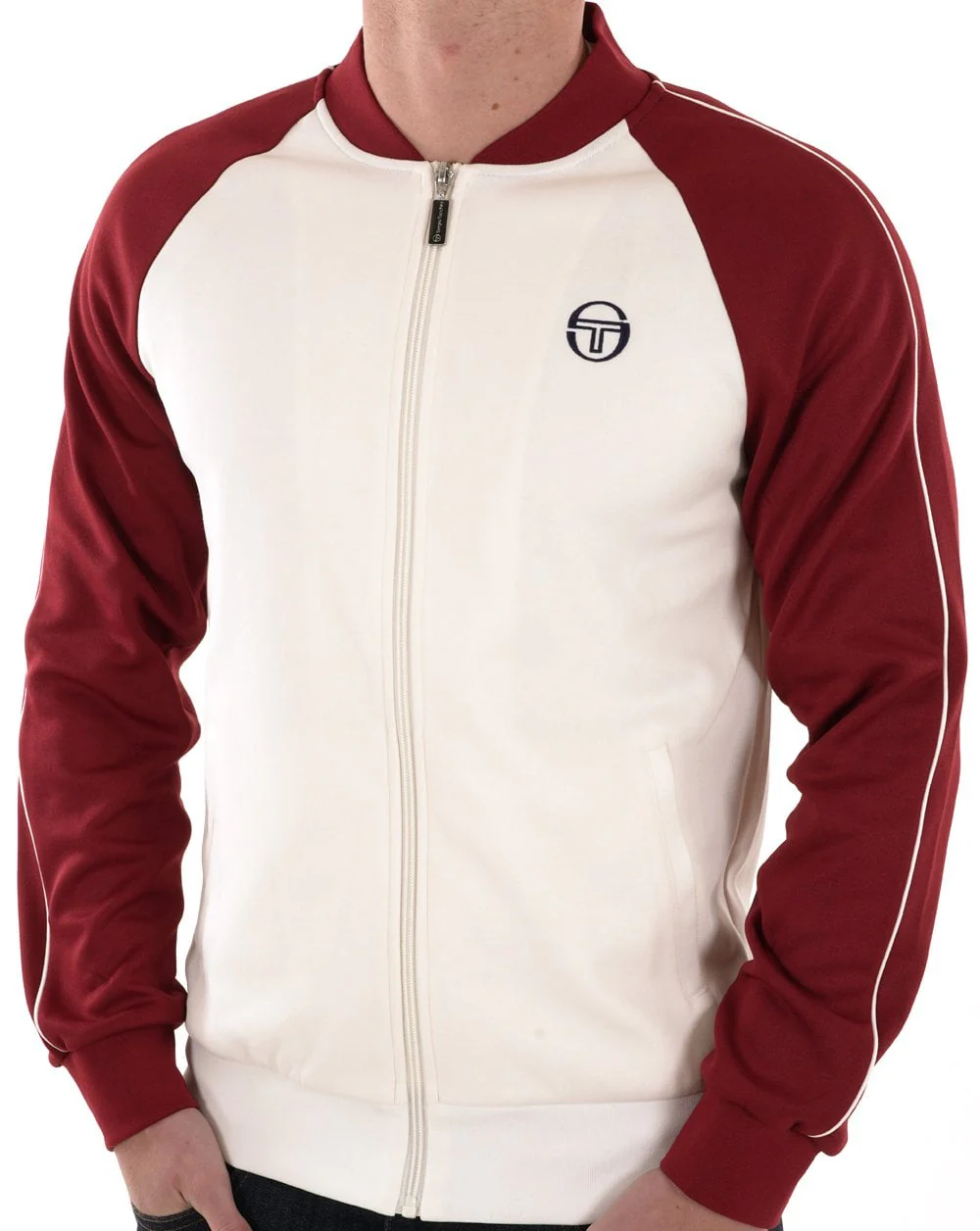 Sergio Tacchini Retro Track Top Ecru / Burgundy - Image 5