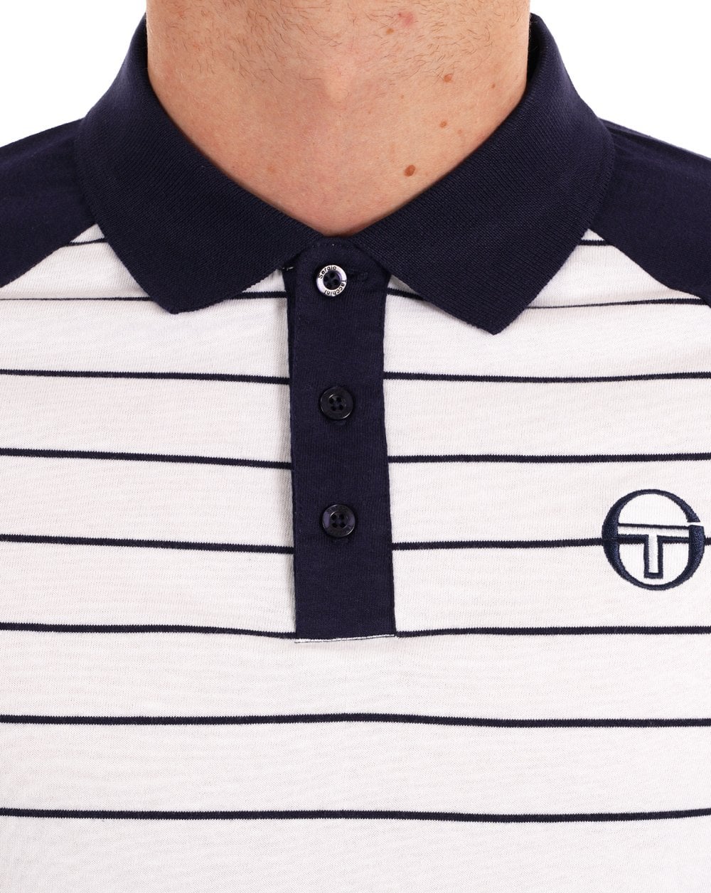 Sergio Tacchini Sandro Polo Shirt White / Navy Blue - Image 3