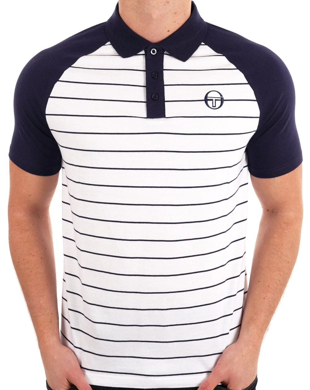 Sergio Tacchini Sandro Polo Shirt White / Navy Blue - Image 4