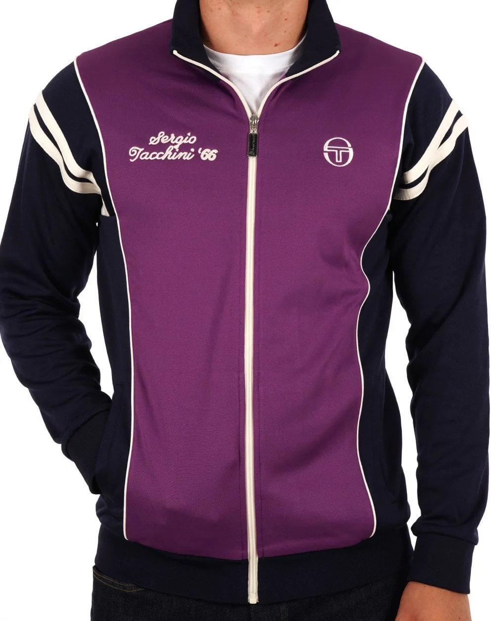 Sergio Tacchini Scirocco 66 Track Top Purple/Navy Blue - Image 3
