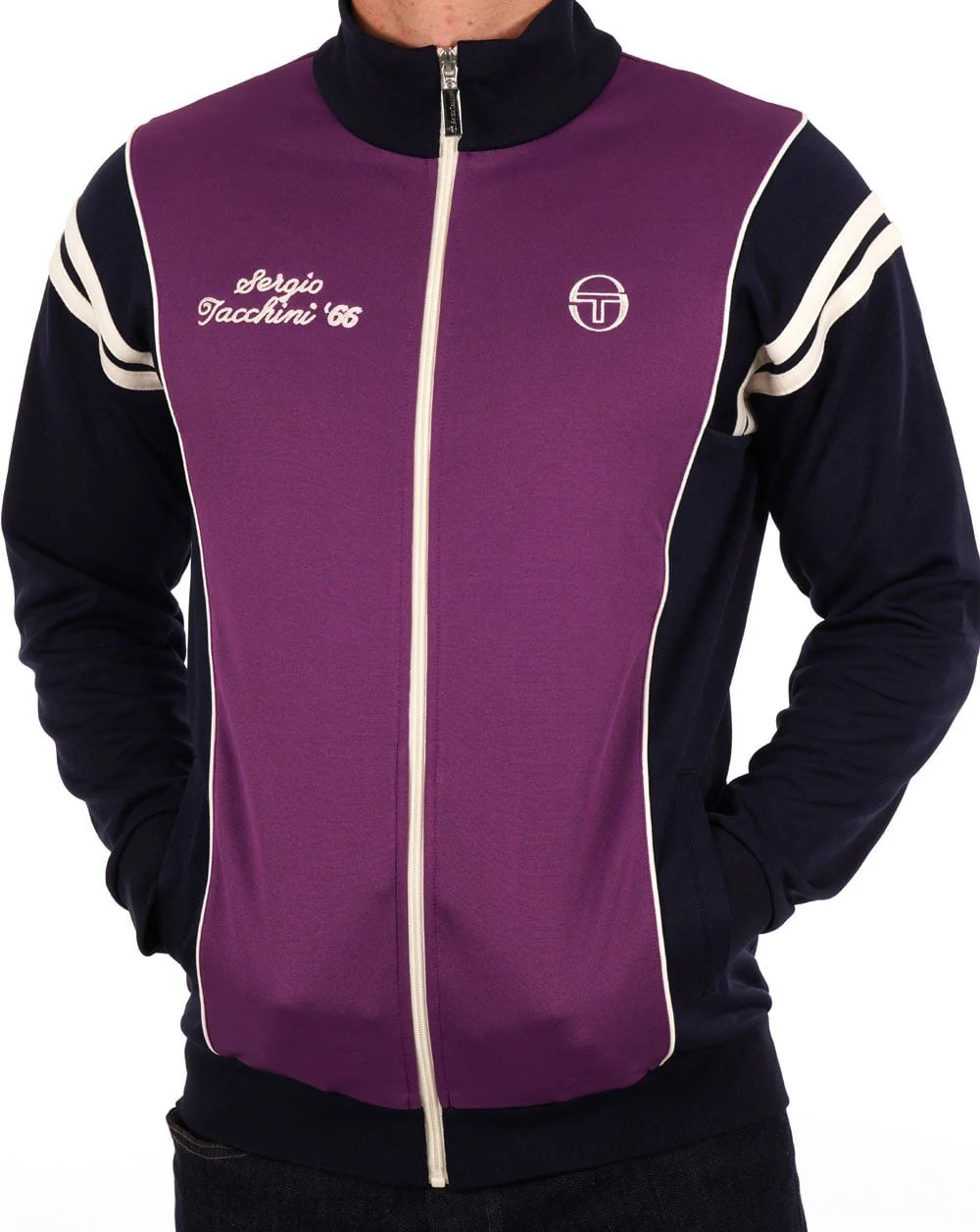 Sergio Tacchini Scirocco 66 Track Top Purple/Navy Blue - Image 4