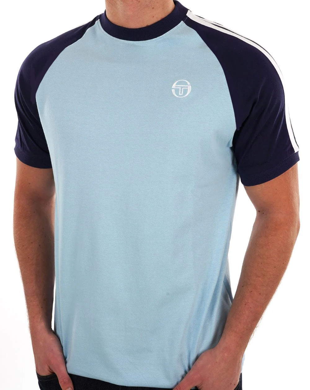 Sergio Tacchini Sky / Navy Retro Tee - Image 2