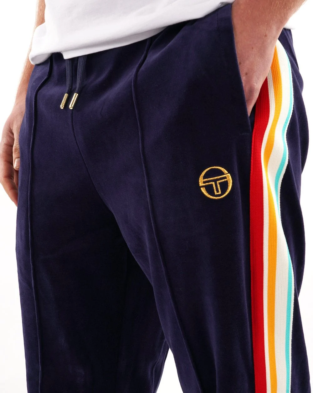 Sergio Tacchini Slice Velour Track Pants Navy Blue - Image 2