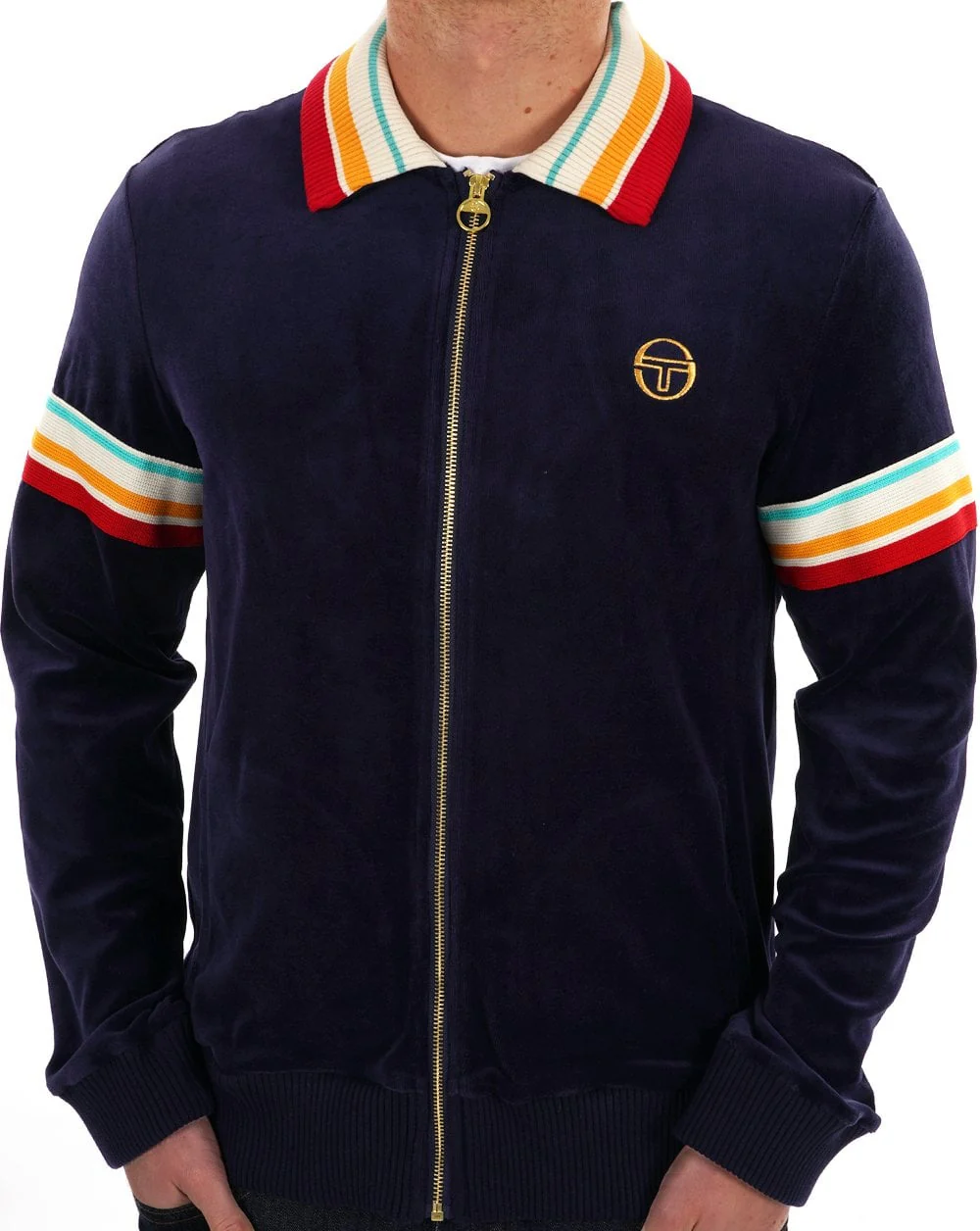 Sergio Tacchini slice Velour Track Top Navy - Image 4