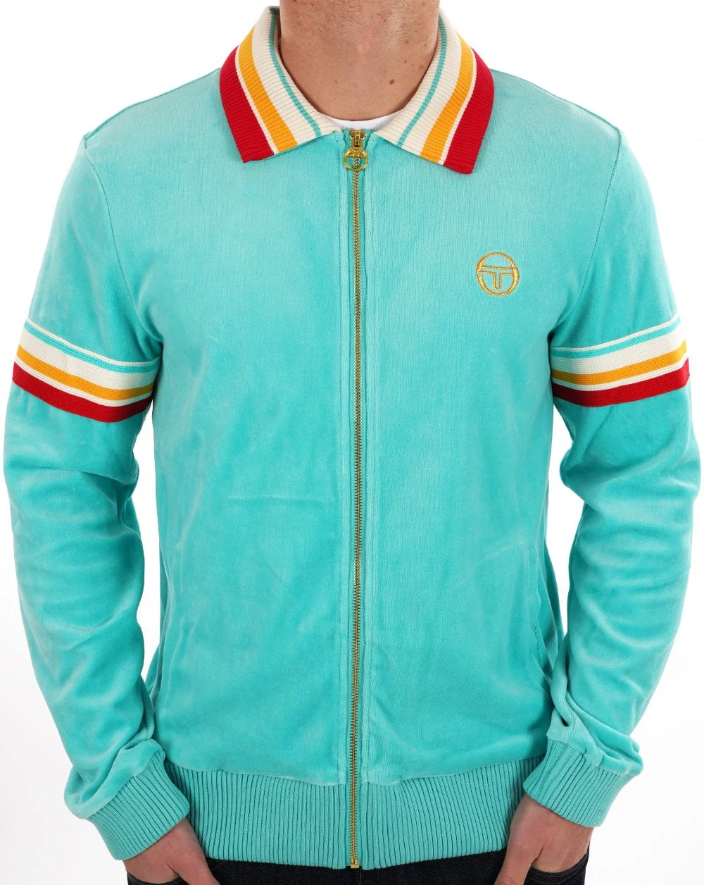 Sergio Tacchini Slice Velour Track Top Pool Blue