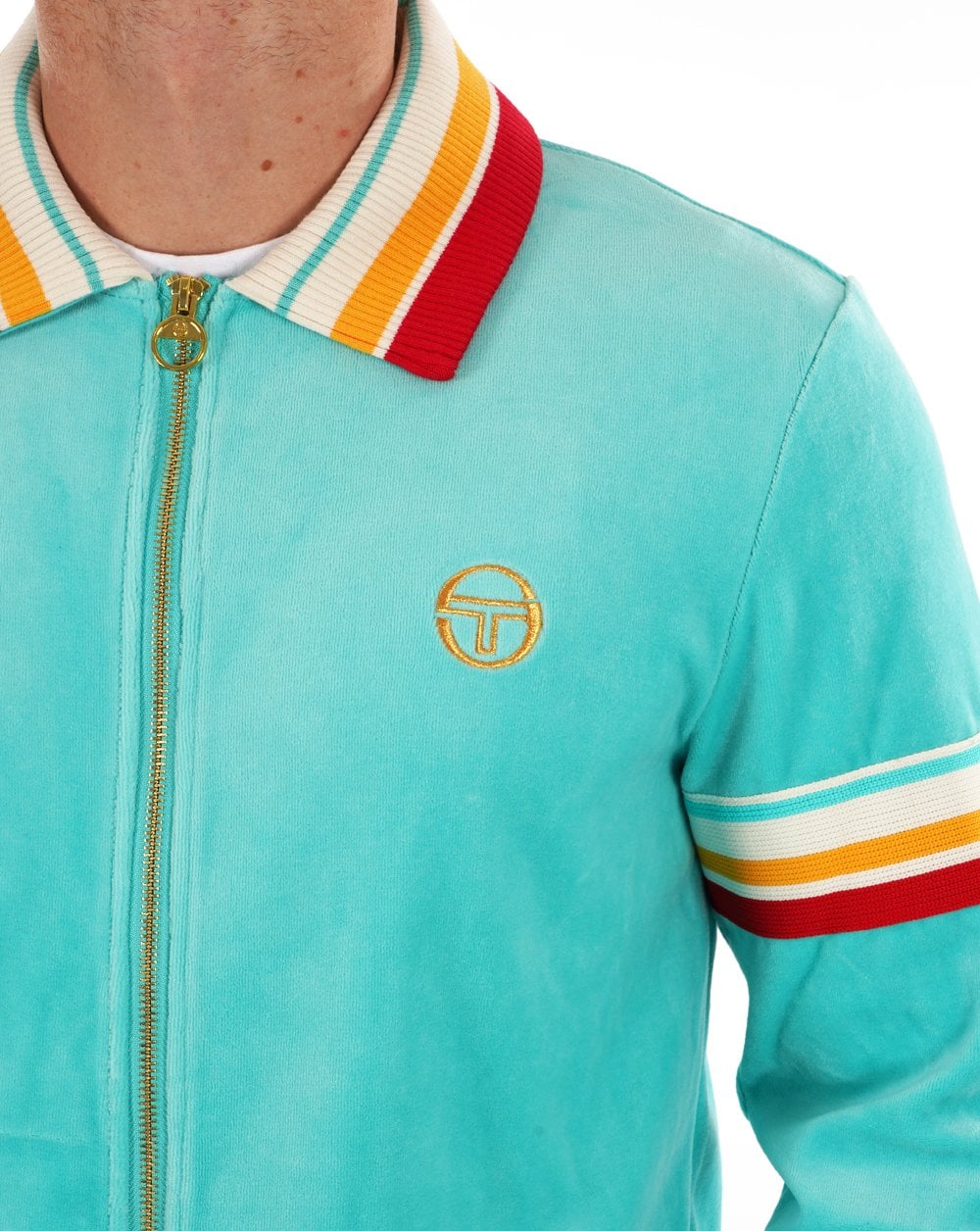 Sergio Tacchini Slice Velour Track Top Pool Blue - Image 2