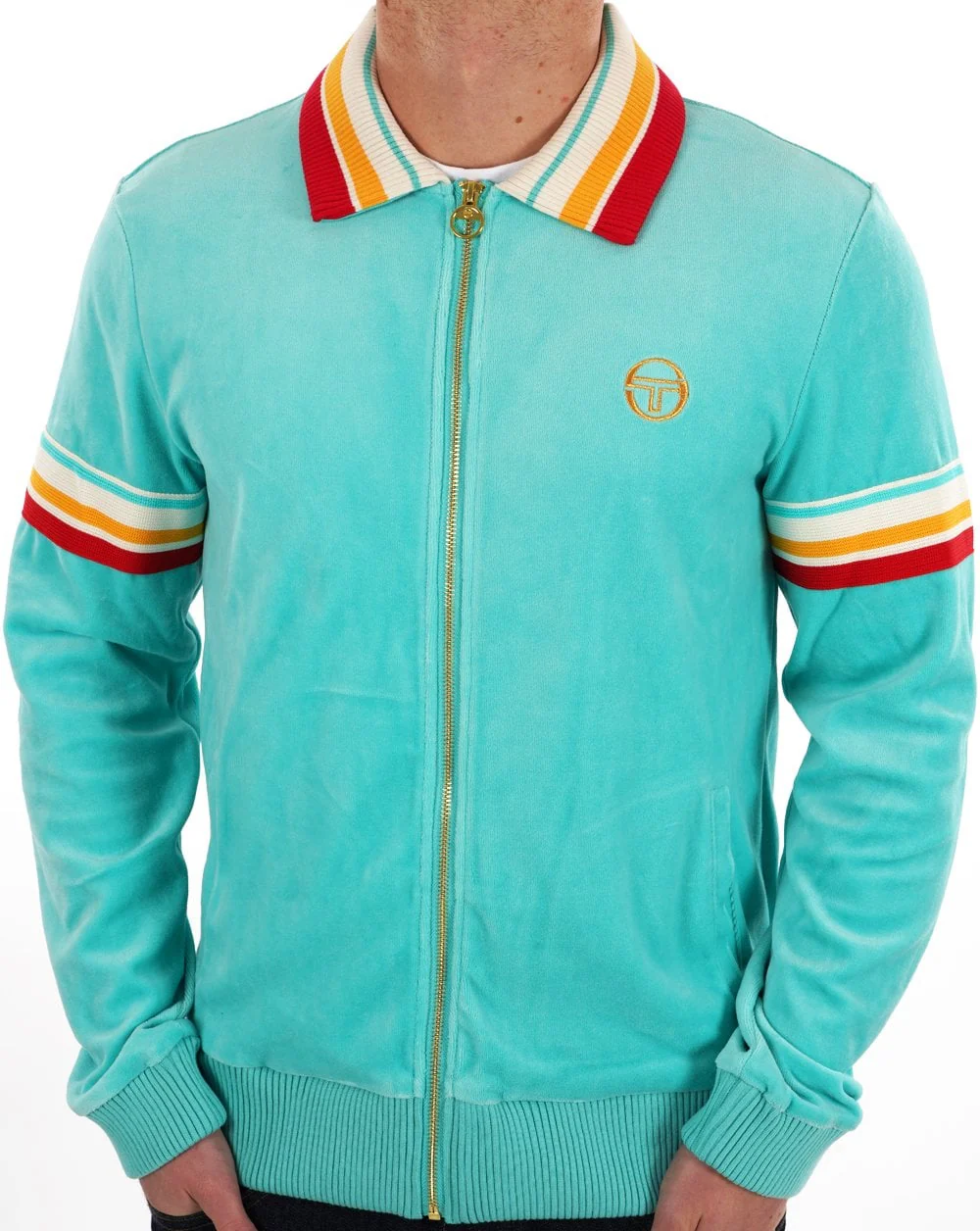 Sergio Tacchini Slice Velour Track Top Pool Blue - Image 3