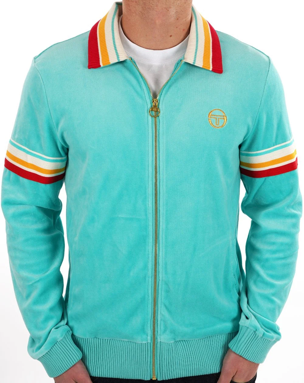 Sergio Tacchini Slice Velour Track Top Pool Blue - Image 4
