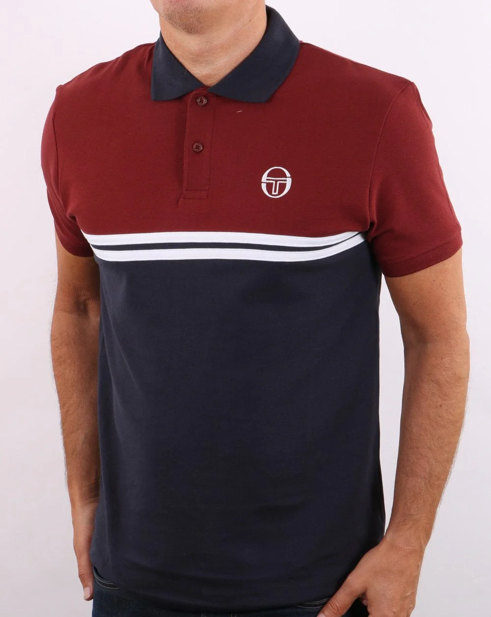 Sergio Tacchini Split Polo Shirt Port/navy/white - Image 2