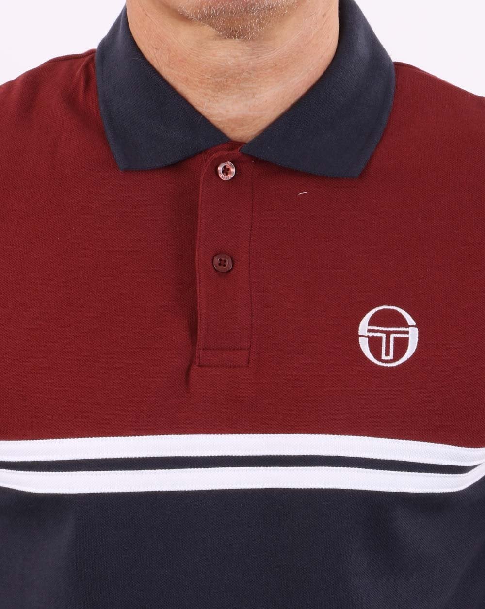 Sergio Tacchini Split Polo Shirt Port/navy/white - Image 3